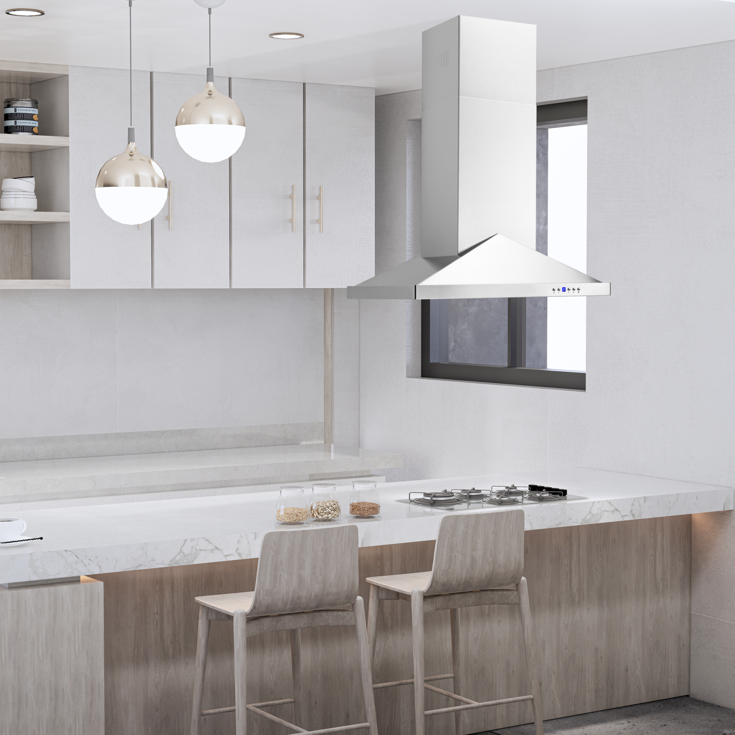 Hotte murale en acier inoxydable pour îlot de 30 po 760CFM bleu océan