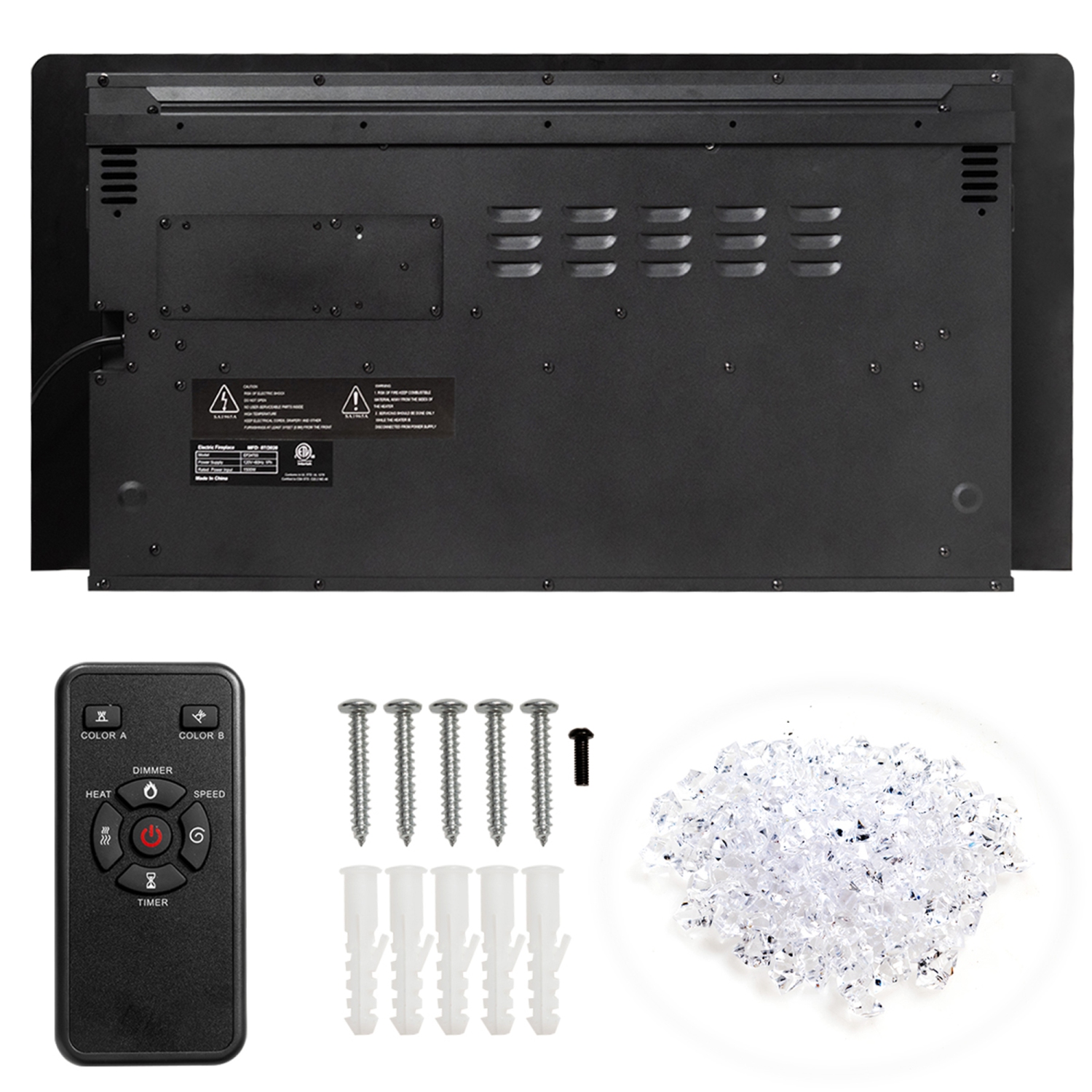 Gymax Cheminée Murale Électrique Encastrée de 36 pouces avec Télécommande