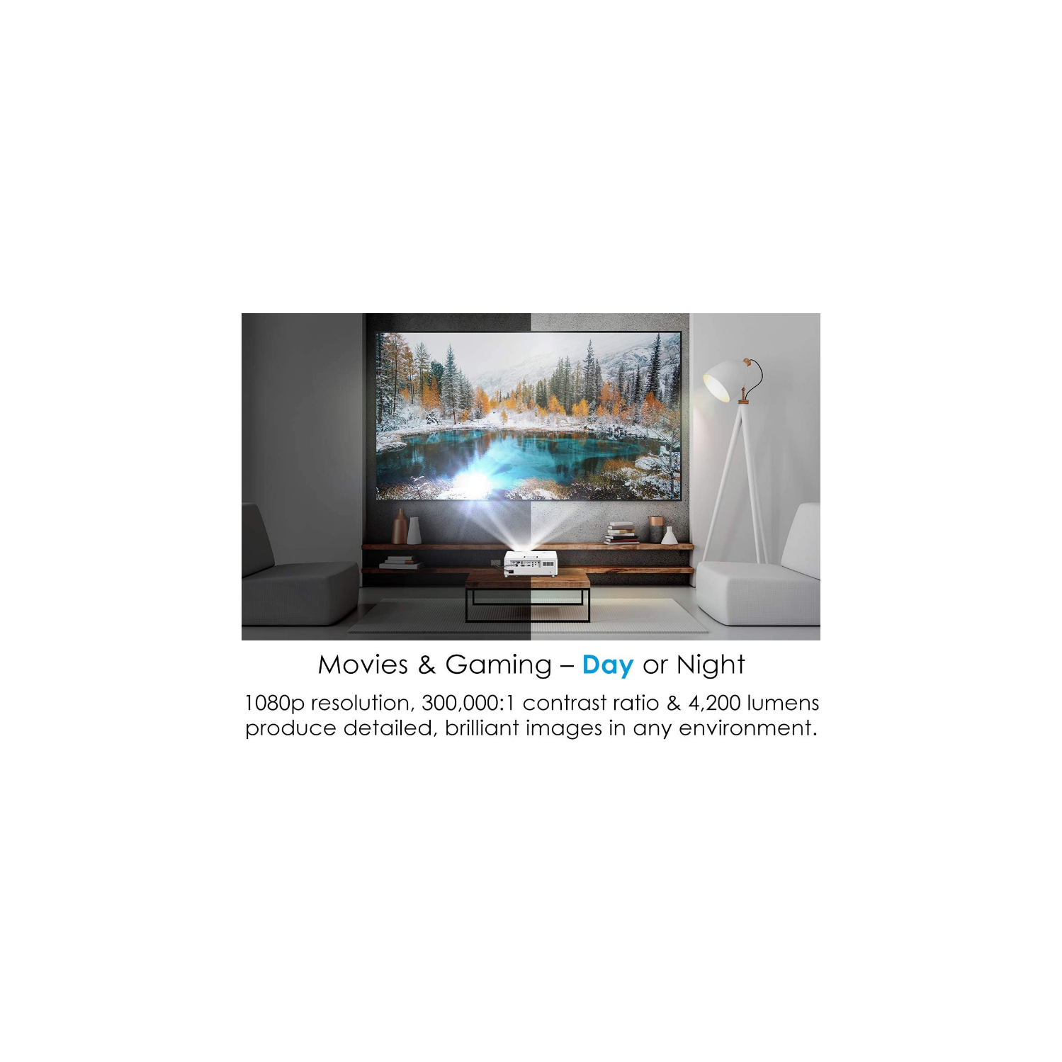 Optoma GT1090HDR Short Optoma GT1090HDR Short Throw Laser Gaming Projector | 4K HDR Input | Lamp-Free Reliable Operation 30,000 Hours | Bright 4,200