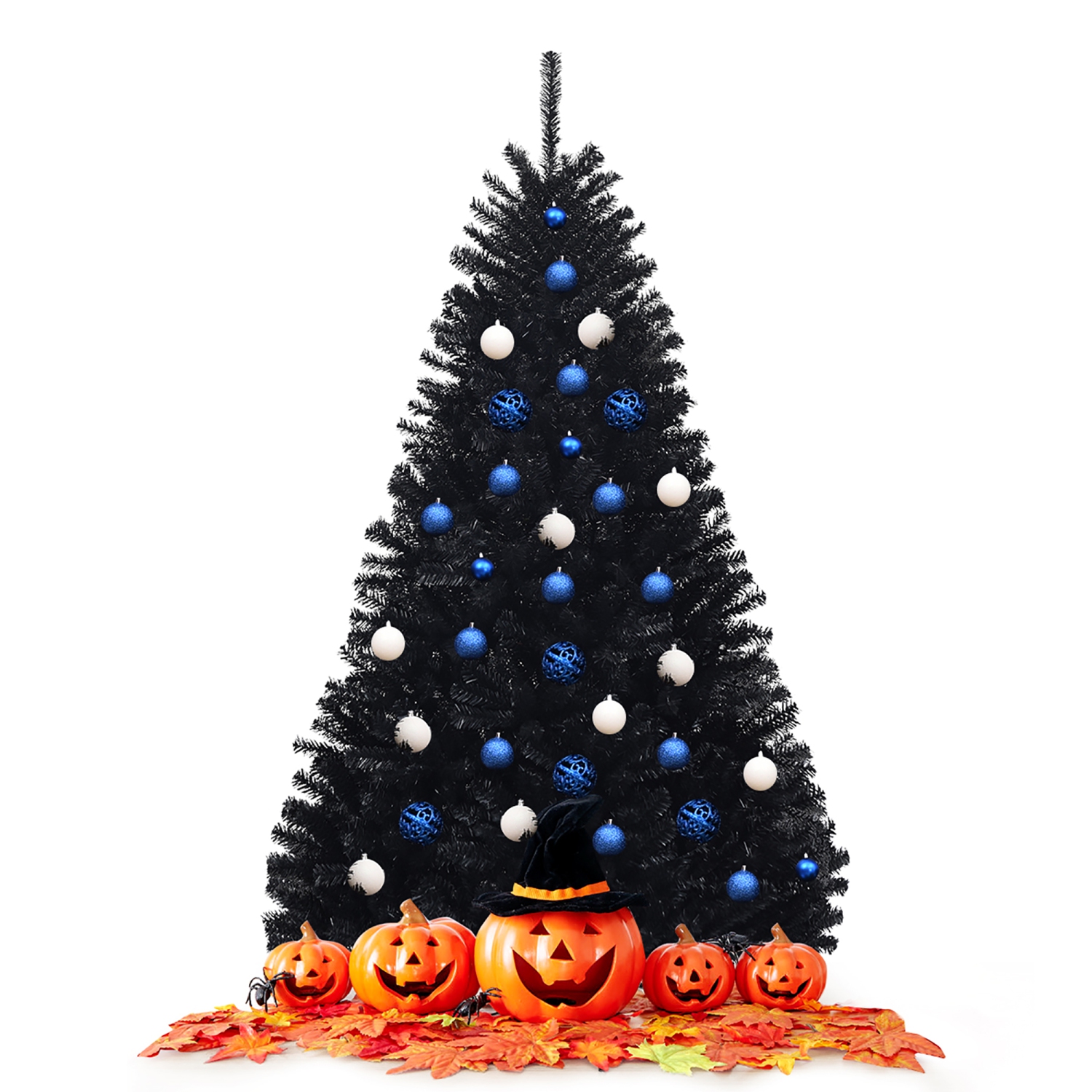 Costway Hinged Artificial Halloween Christmas Tree Full Tree w/ Metal Stand