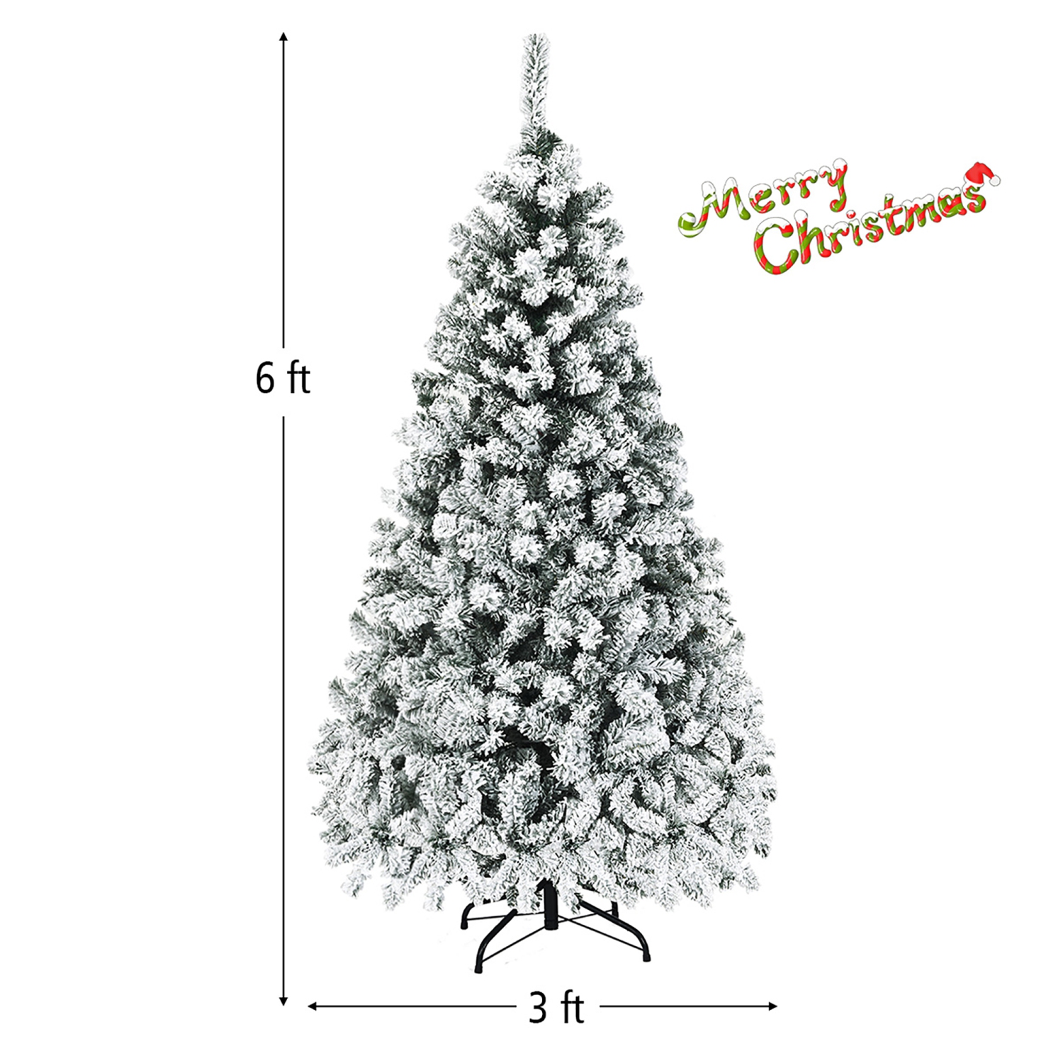 Costway 6/7.5/9FT Pre-Lit Premium Snow Flocked Hinged Artificial Christmas Tree w/ Lights