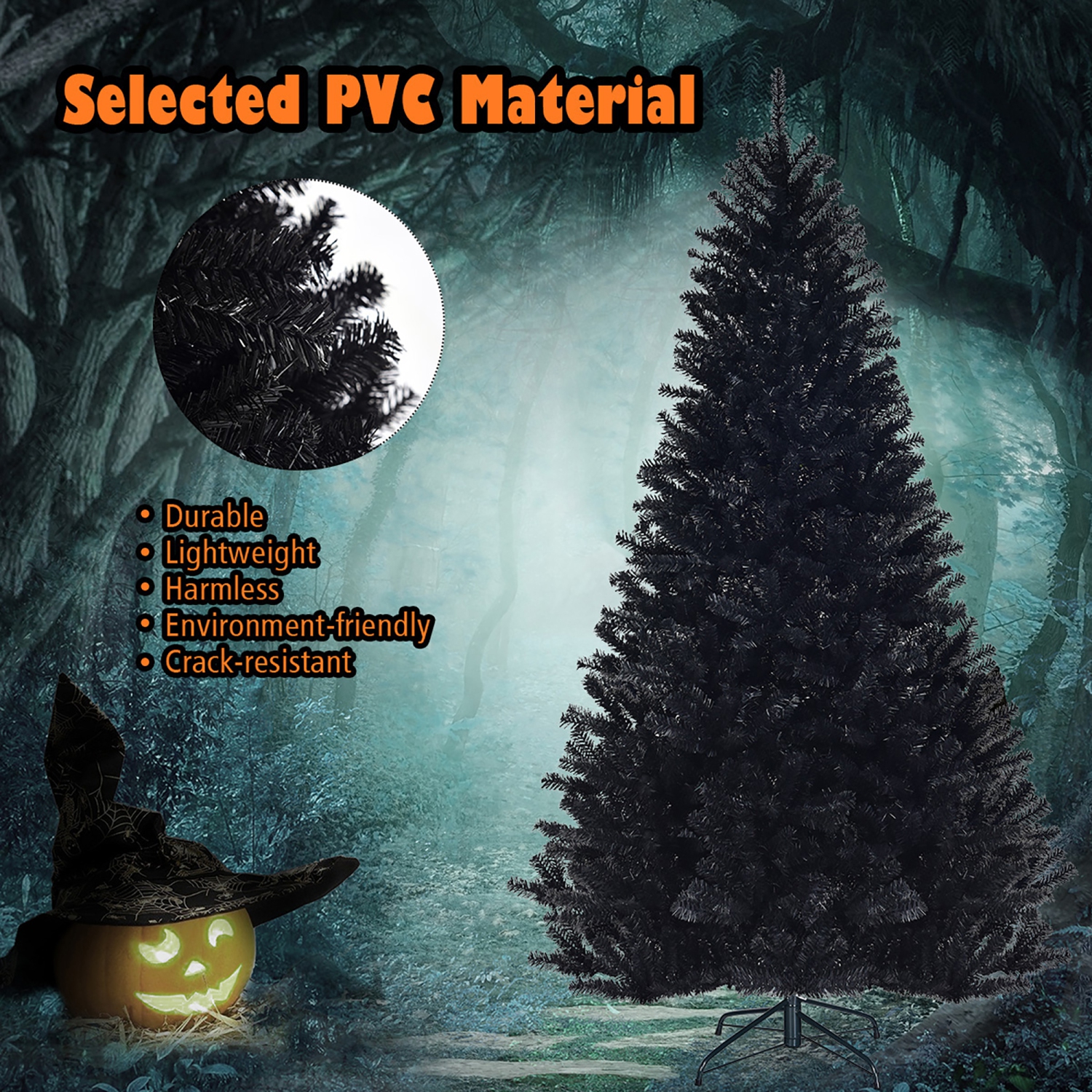 Portemanteau articulé d'Halloween en forme d'arbre de Noël avec support en métal de Costway