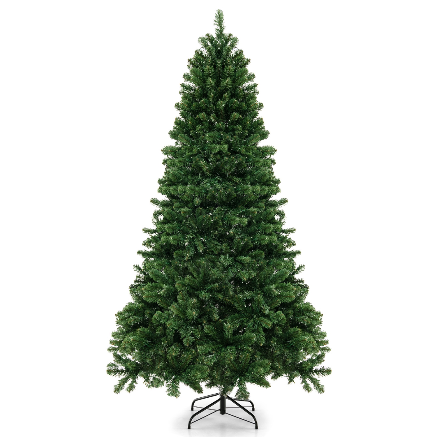 Costway 7 FT Artificial Xmas Tree with 1188 PVC Branch Tips 700 Warm White LED Lights