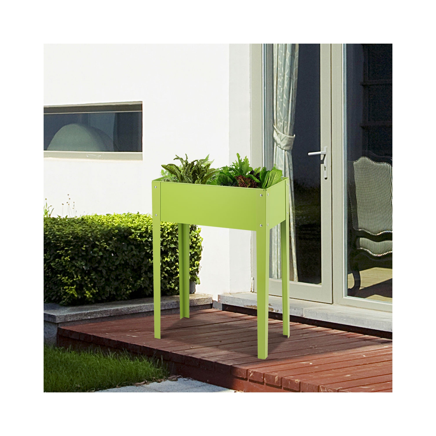 Costway 24'' x12'' Outdoor Elevated Garden Plant Stand Raised Tall Flower Bed Box