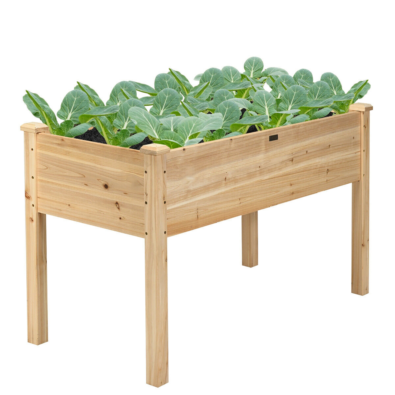Costway Wooden Raised Vegetable Garden Bed Elevated Grow Vegetable Planter