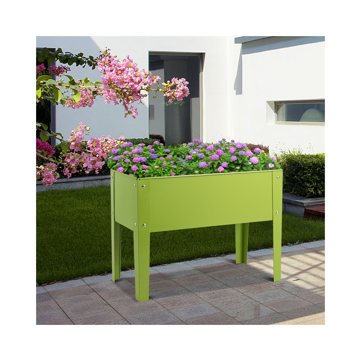 Costway 24" x11" Outdoor Elevated Garden Plant Stand Raised Tall Flower Bed Box