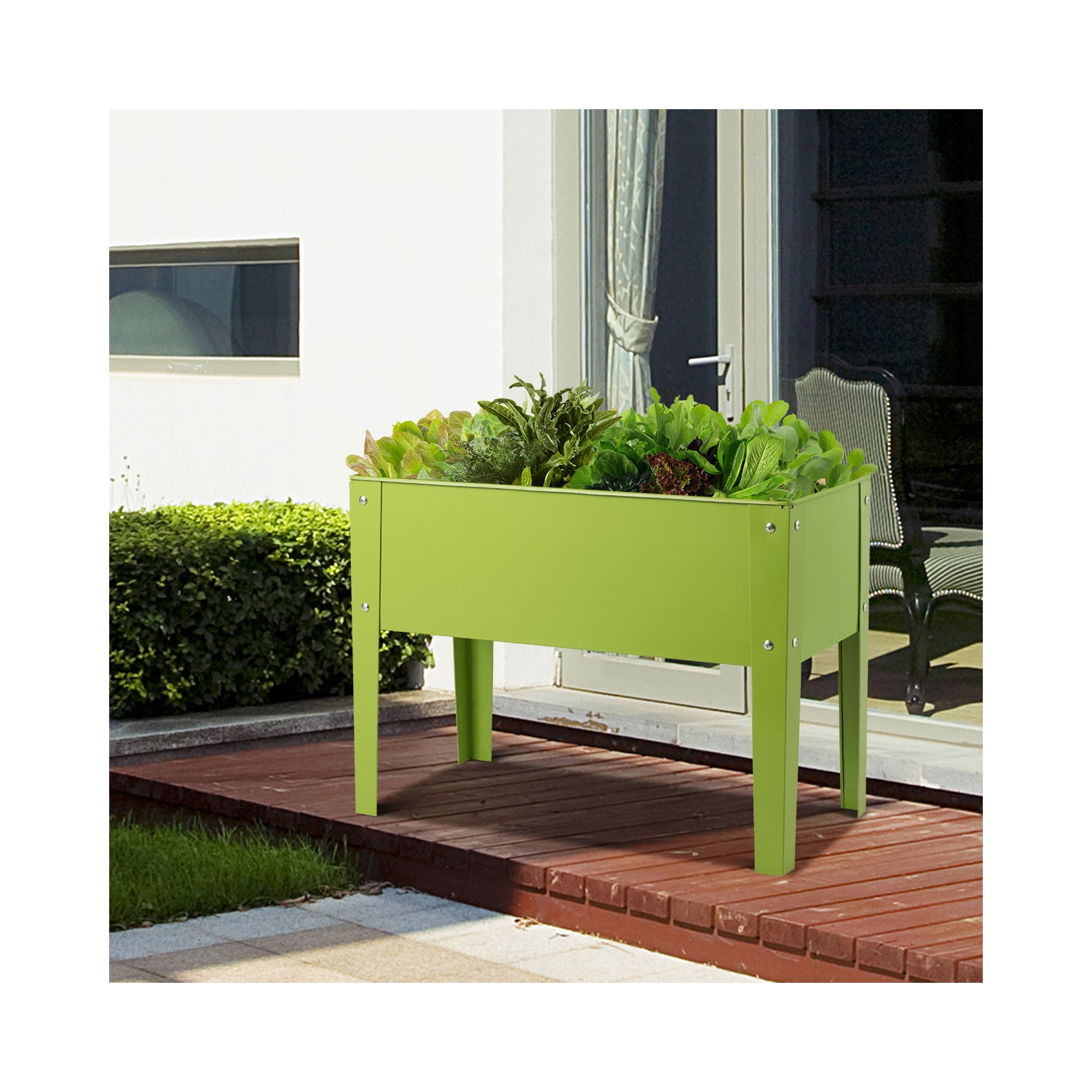 Costway 24" x11" Outdoor Elevated Garden Plant Stand Raised Tall Flower Bed Box