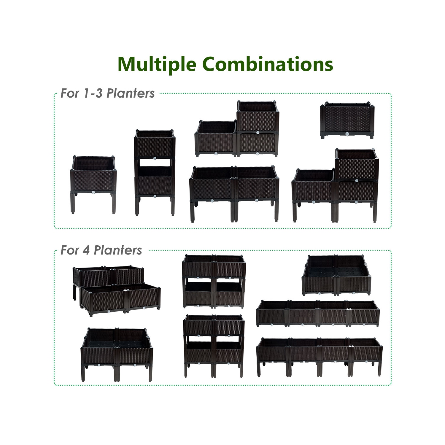 Costway Set of 4 Raised Garden Bed Elevated Flower Vegetable Herb Grow Planter Box