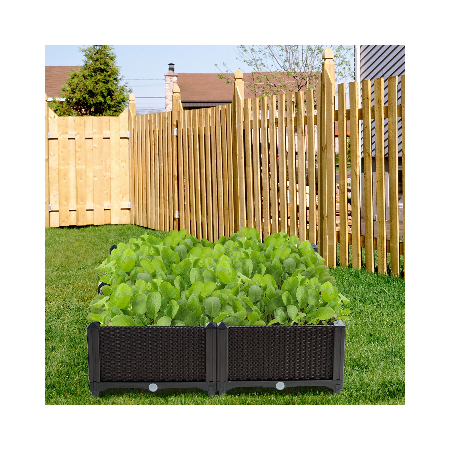 Costway Set of 4 Raised Garden Bed Elevated Flower Vegetable Herb Grow Planter Box