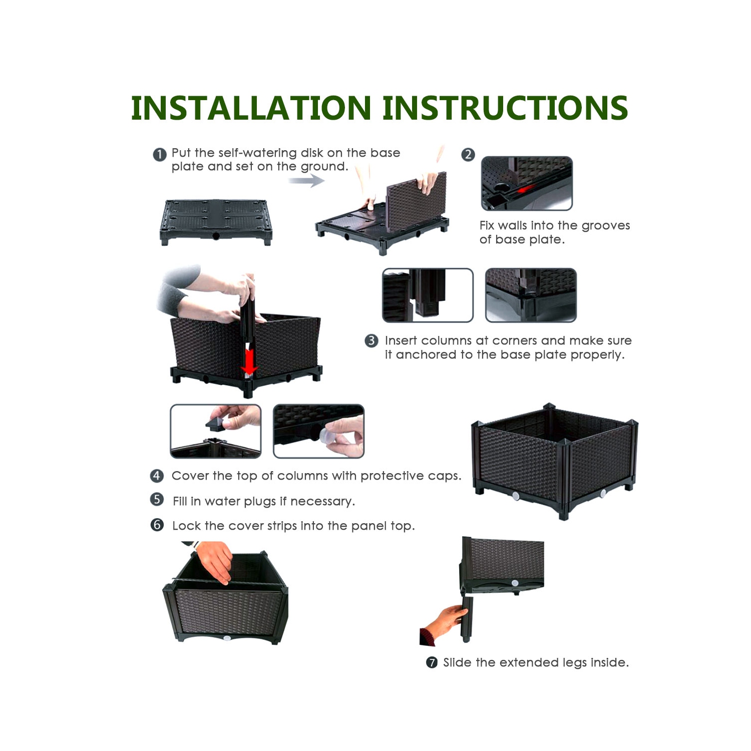 Costway Set of 4 Raised Garden Bed Elevated Flower Vegetable Herb Grow Planter Box
