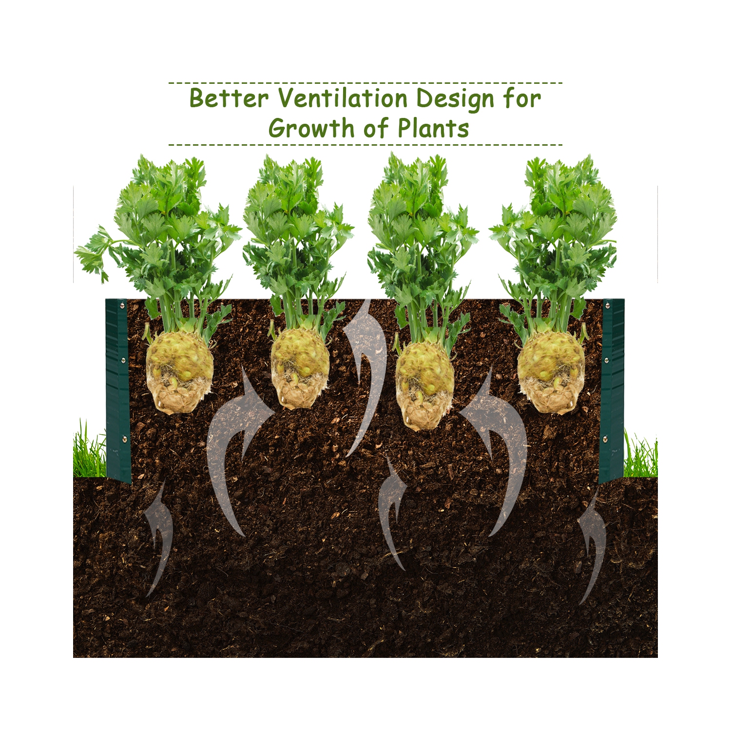 Costway 47"x35.5" Patio Raised Garden Bed Vegetable Flower Plant Dark Green New