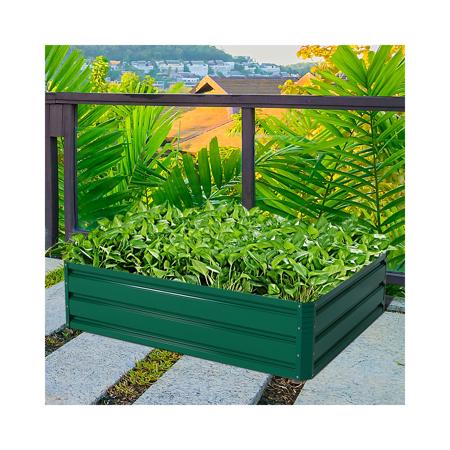 Costway 47"x35.5" Patio Raised Garden Bed Vegetable Flower Plant Dark Green New