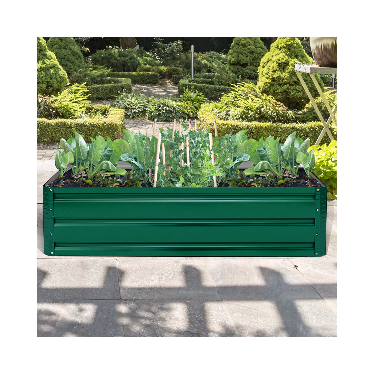 Costway 47"x35.5" Patio Raised Garden Bed Vegetable Flower Plant Dark Green New