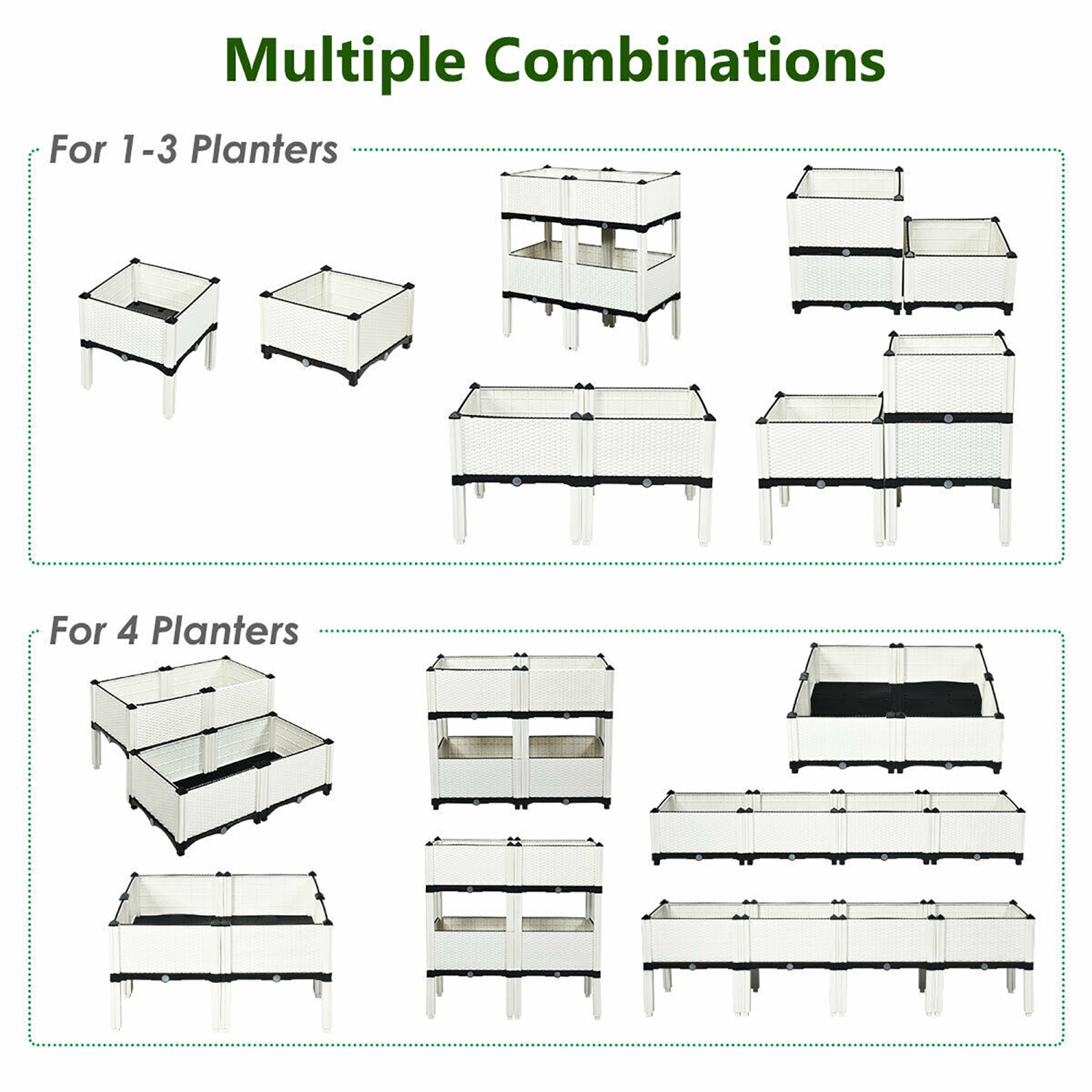Costway Set of 4 Raised Garden Bed Elevated Flower Vegetable Herb Grow Planter Box