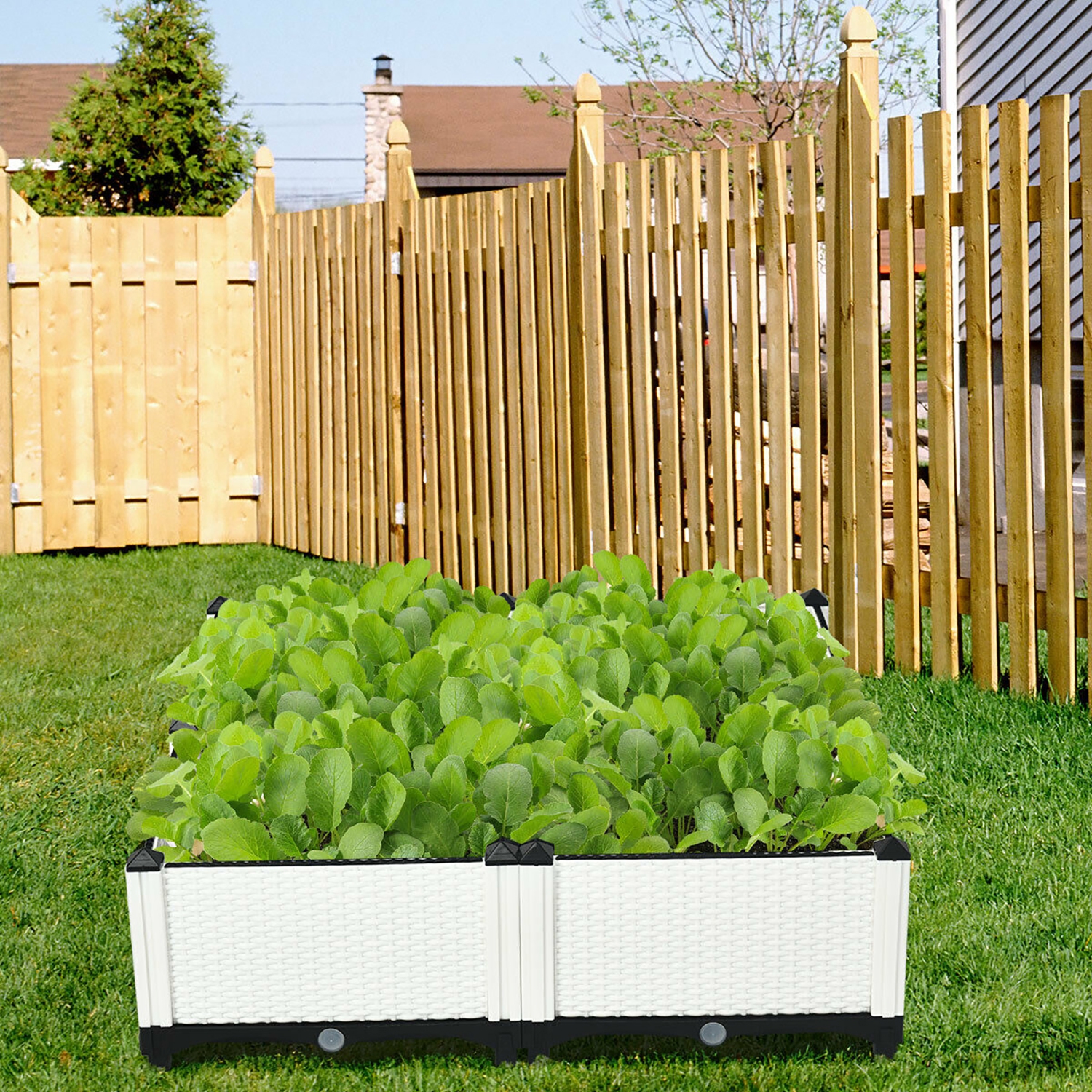 Costway Set of 4 Raised Garden Bed Elevated Flower Vegetable Herb Grow Planter Box