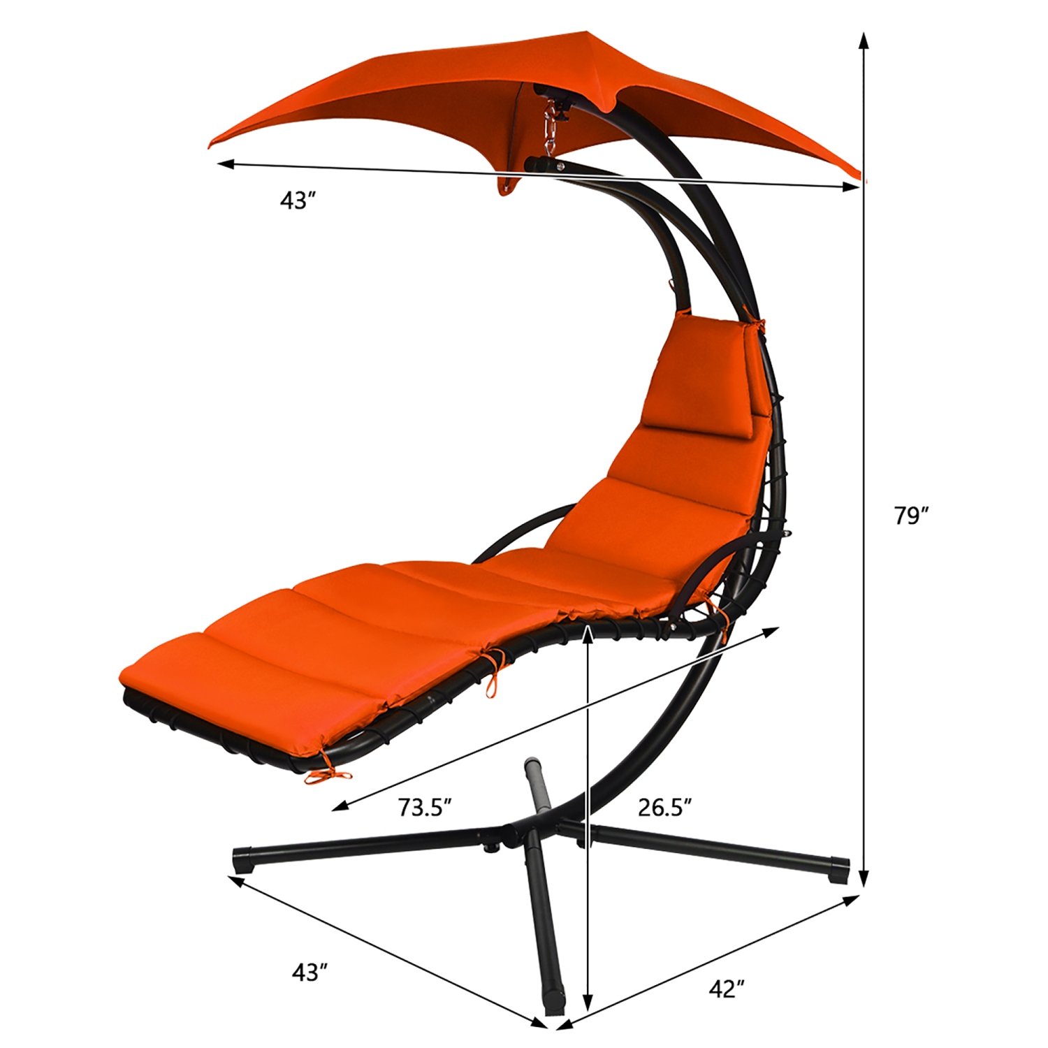 Costway Hanging Swing Chair Hammock Chair w/ Pillow Canopy Stand