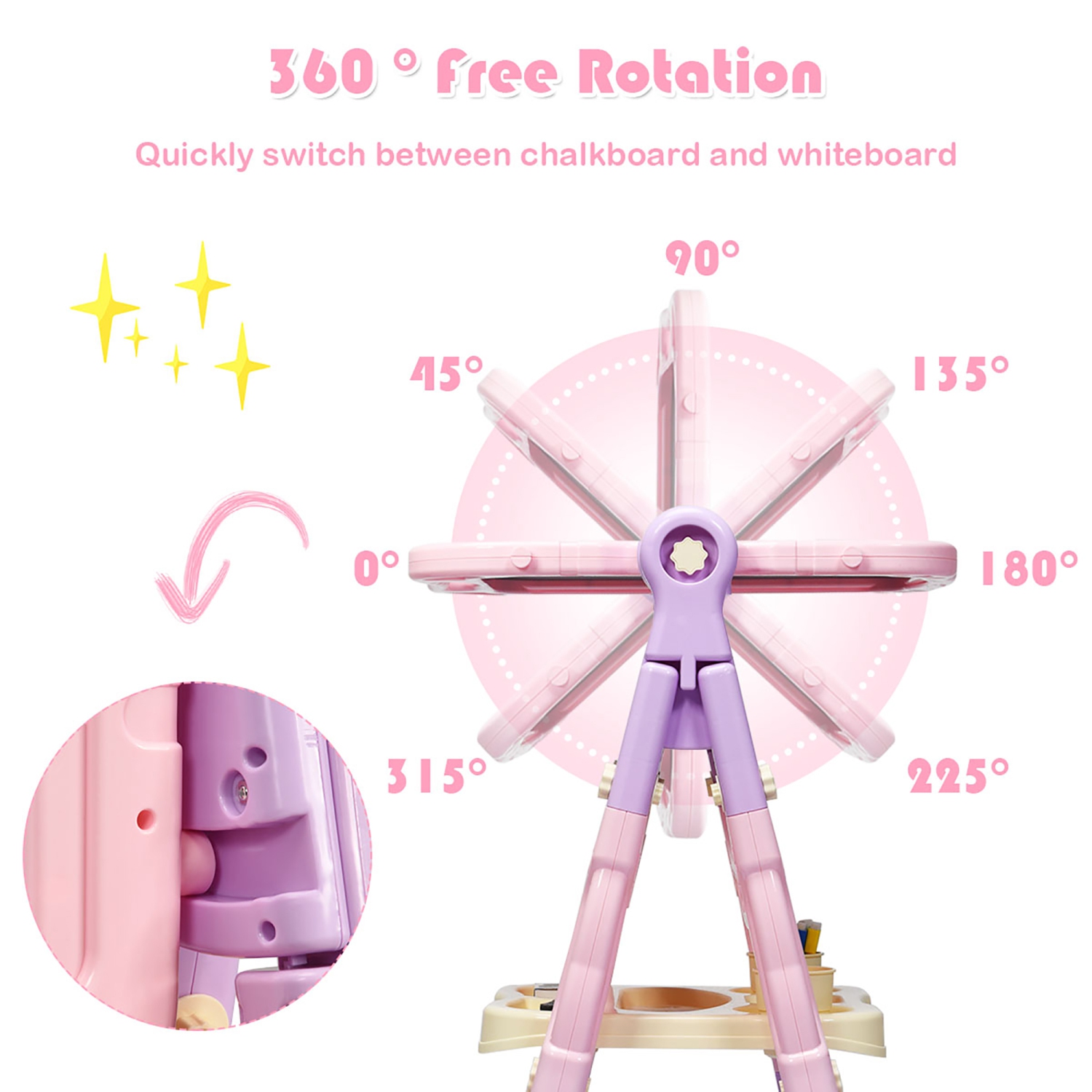 Costway Height Adjustable Kids Art Easel Magnetic Double Sided Board w/ Accessories