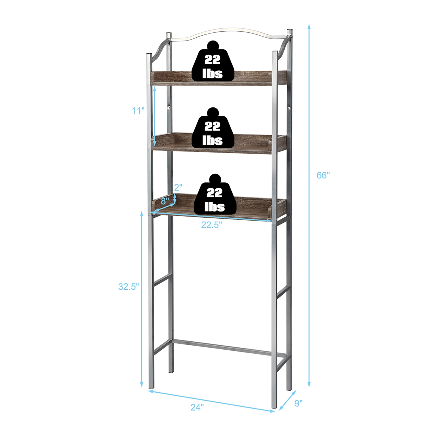 Costway 3-Tier Bathroom Spacesaver Storage Rack