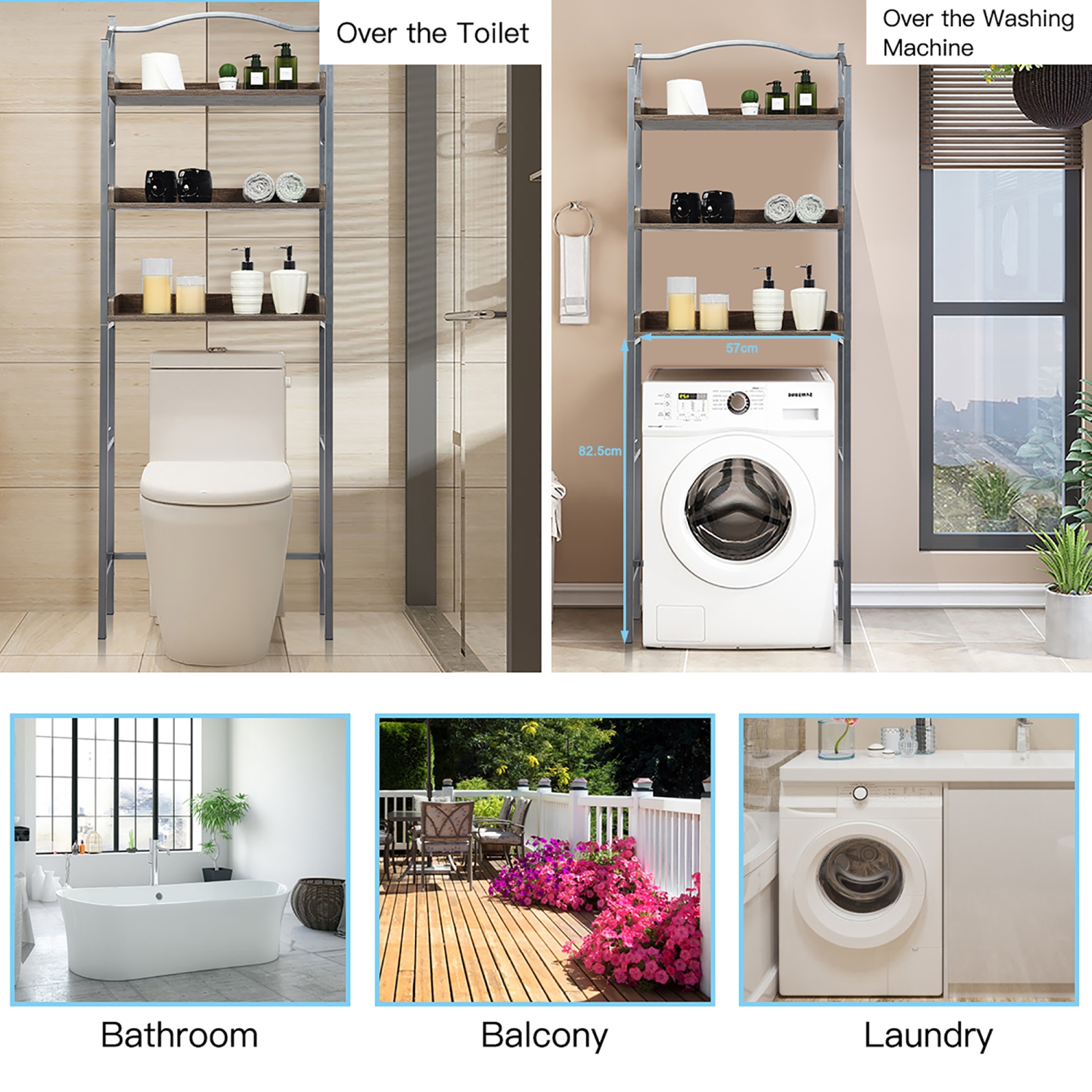 Costway 3-Tier Bathroom Spacesaver Storage Rack