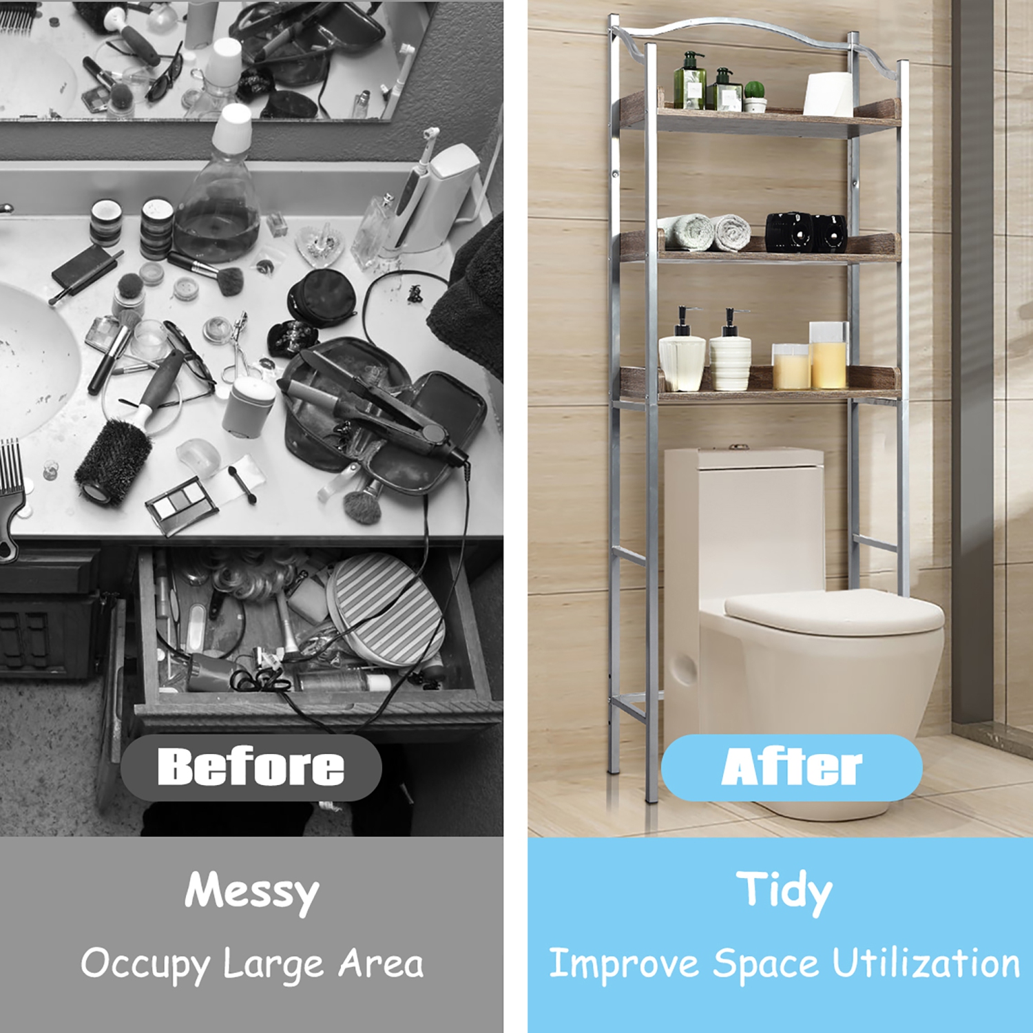 Costway 3-Tier Bathroom Spacesaver Storage Rack