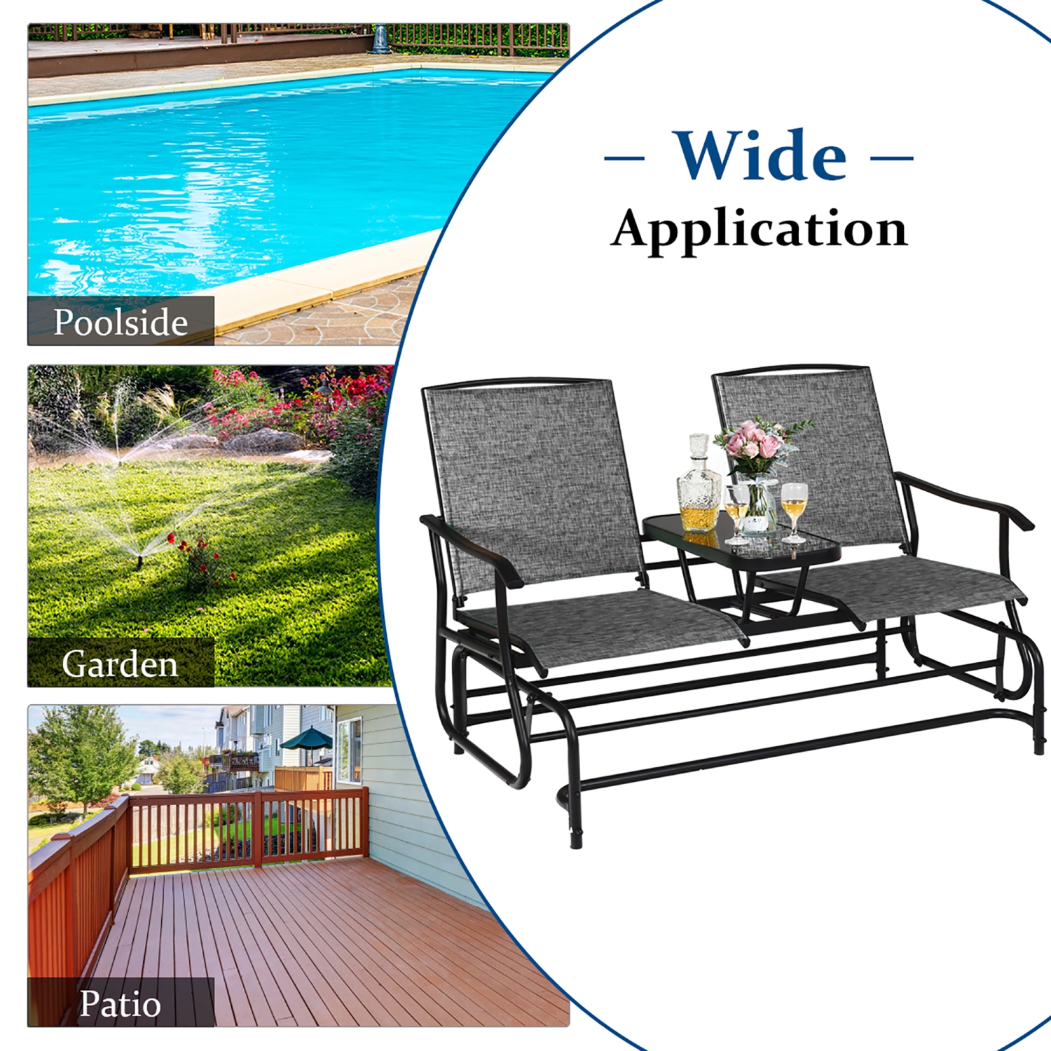 Fauteuil de jardin duo à bascule Costway