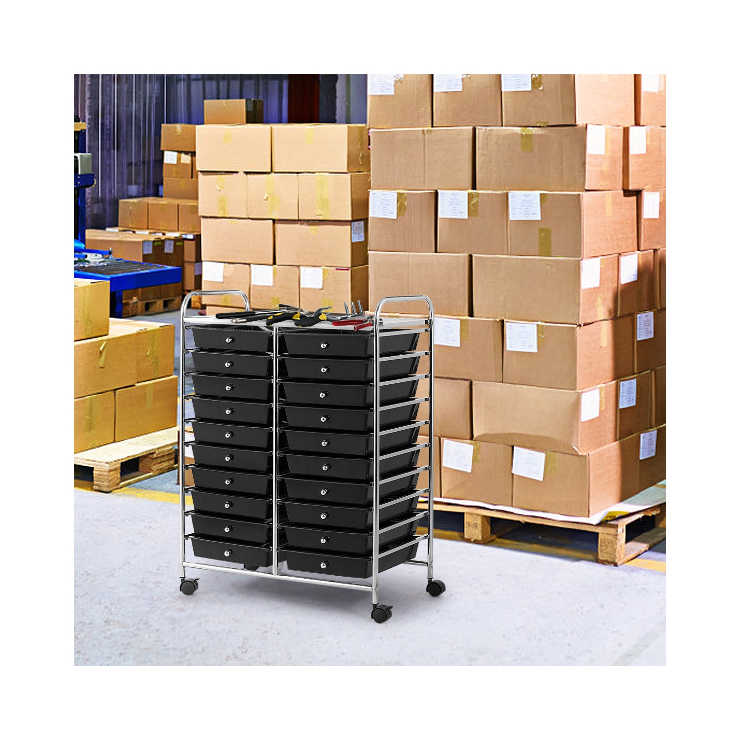 Chariot roulant à 20 tiroirs de Costway, bacs de rangement pour album de collimage en papier Studio