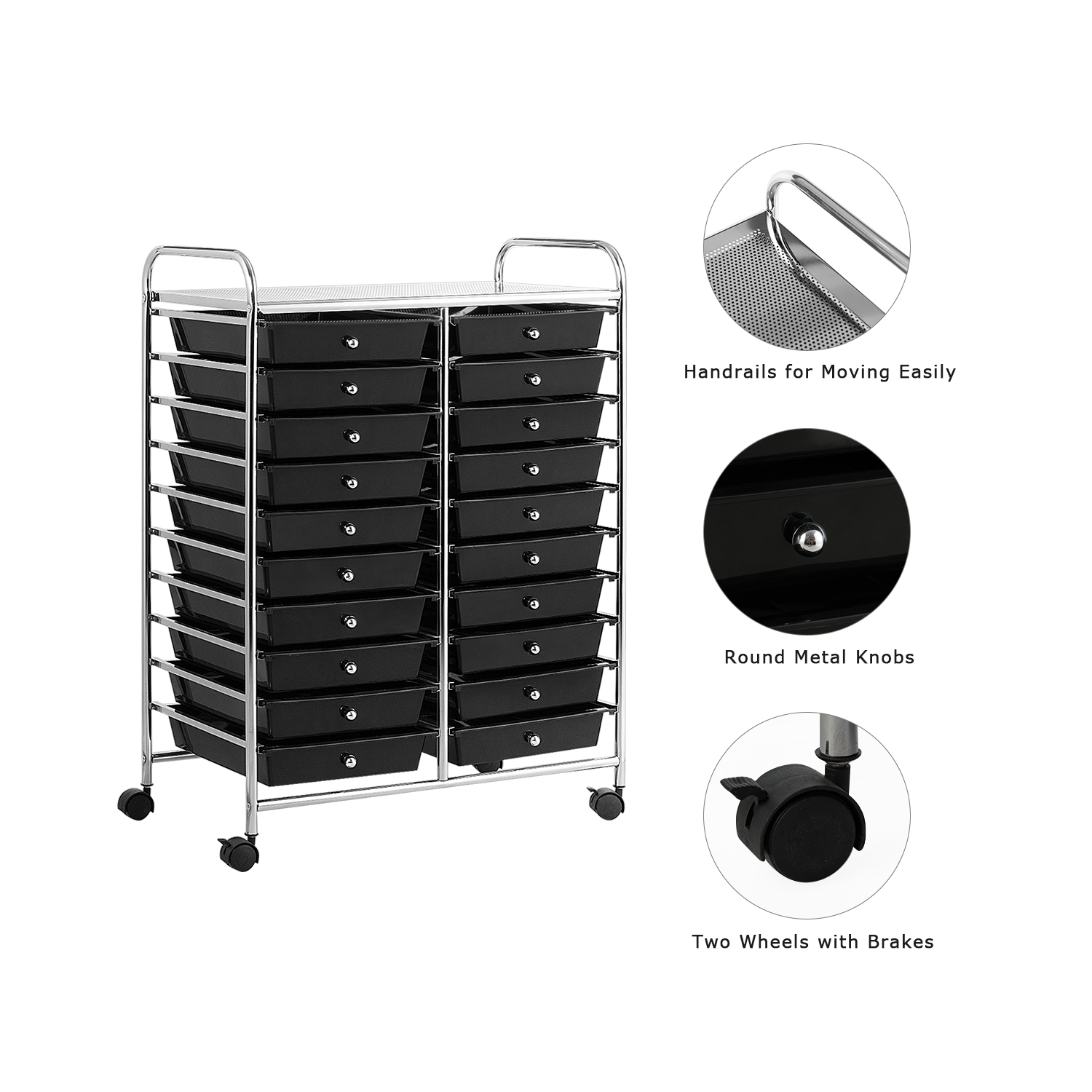 Chariot roulant à 20 tiroirs de Costway, bacs de rangement pour album de collimage en papier Studio