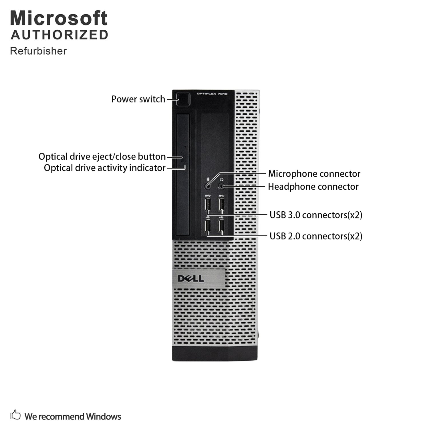 Dell OptiPlex 7010 compact, Intel Quad Core i5 3470 jusqu’à 3.6 GHz, 256 Go DDR3 RAM, 8 Go SSD, Wi-Fi, Bluetooth, DVD,Windows 10 Pro 64 bits-Remis à