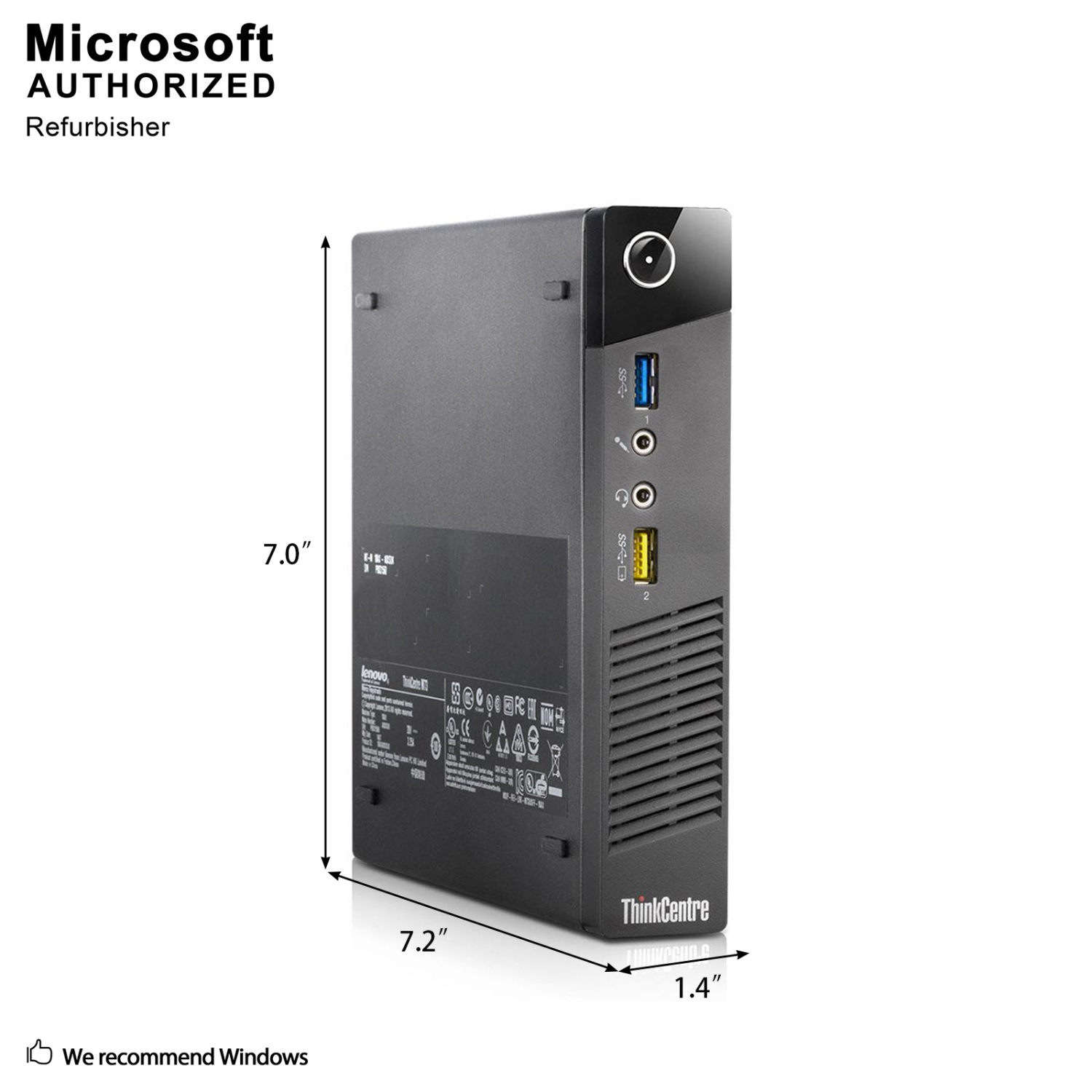 Refurbished - Lenovo ThinkCentre M73 Tiny, Intel Quad Core i5 4590T up to 3.0 GHz, 16 GB DDR3 RAM, 512 GB SSD, WiFi, Bluetooth, Windows 10 Pro 64 Bit