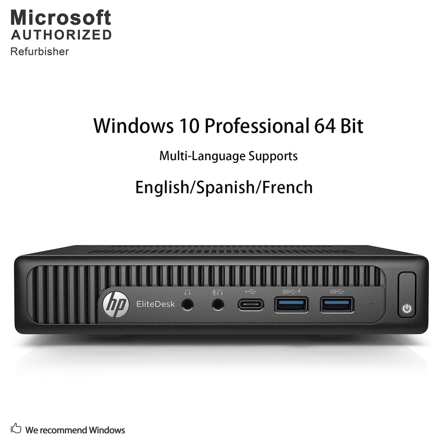 Refurbished - HP EliteDesk 800 G2 Desktop Mini, Intel Quad Core i5 6500T up to 3.1 GHz, 8 GB DDR4 RAM, 256 GB SSD, WiFi, Bluetooth, Windows 10 Pro 64
