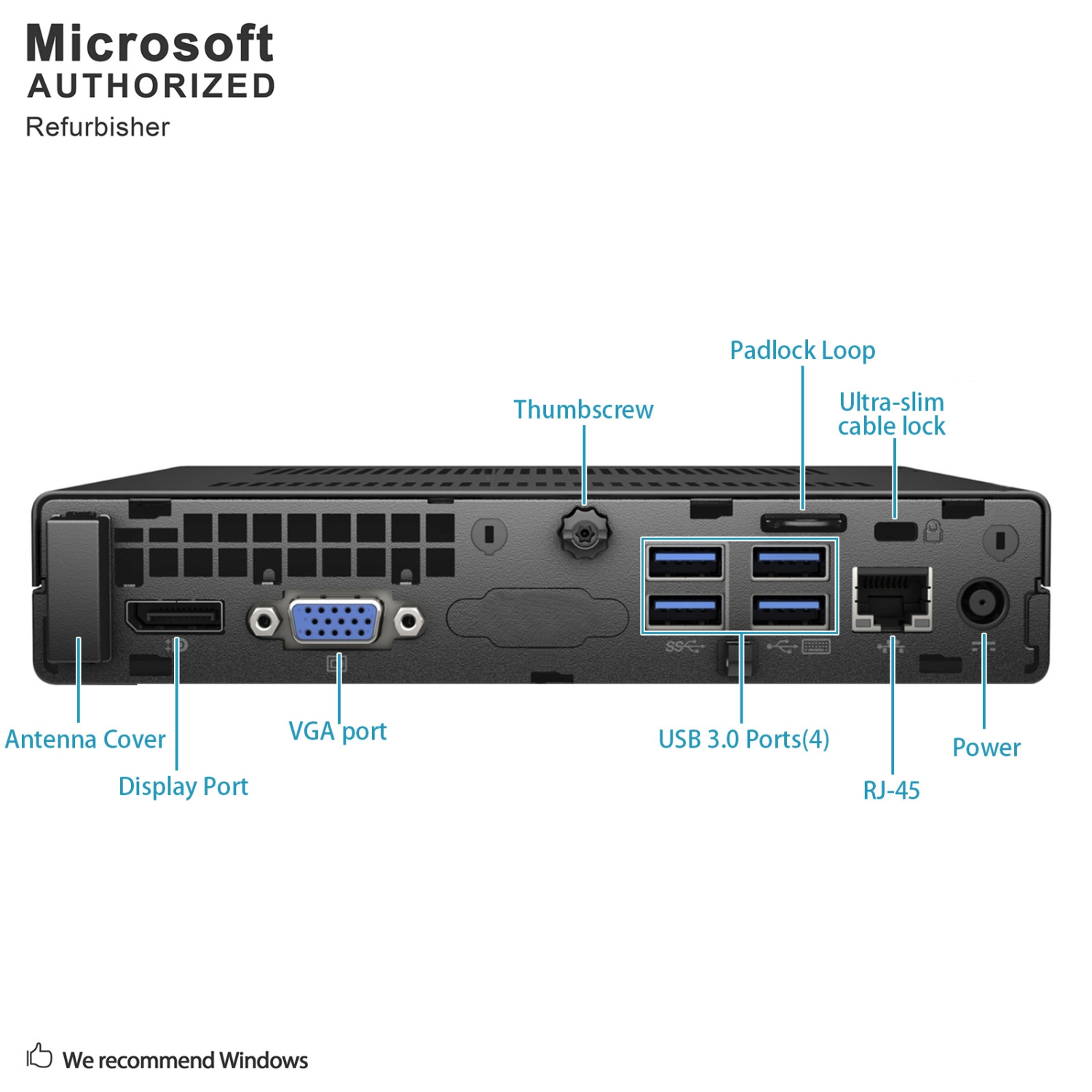 Refurbished - HP EliteDesk 800 G2 Desktop Mini, Intel Quad Core i5 6500T up to 3.1 GHz, 8 GB DDR4 RAM, 1 TB SSD, WiFi, Bluetooth, Windows 10 Pro 64