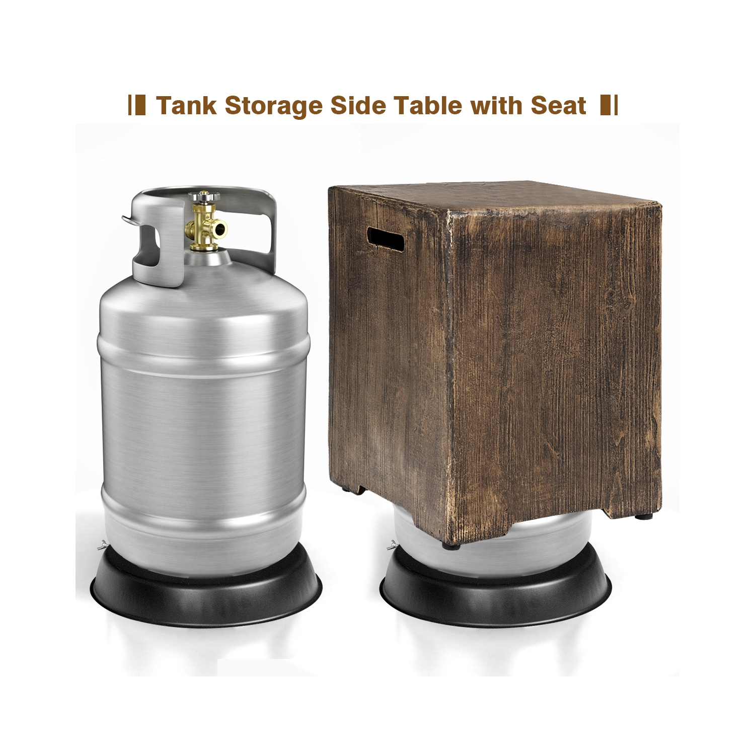 Gymax 48''x27'' 50,000 BTU Propane Fire Pit Table Set w/ Side Table Tank Storage & Cover