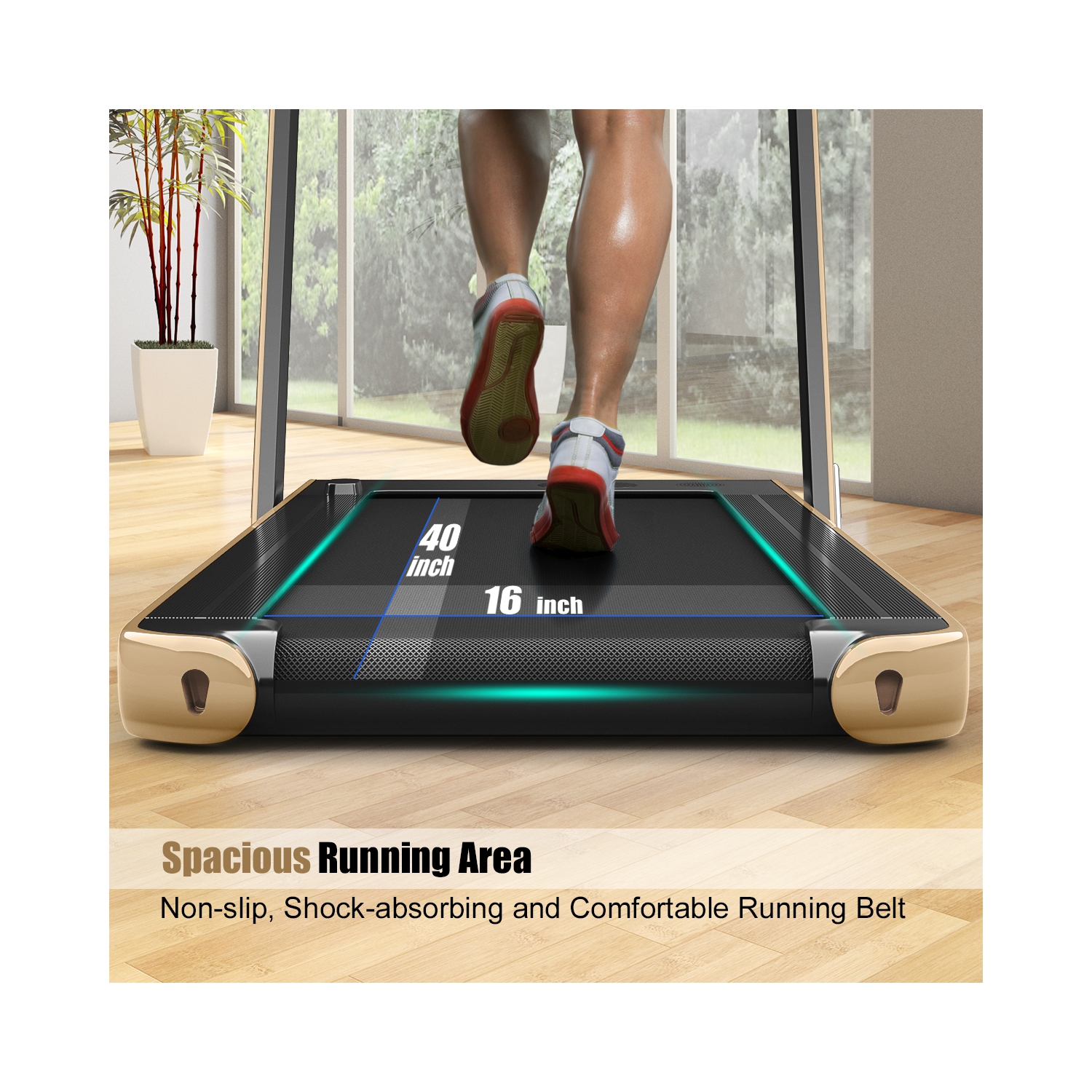 2 en 1 Tapis roulant pliant 2.25HP Machine de course avec double affichage Gymax