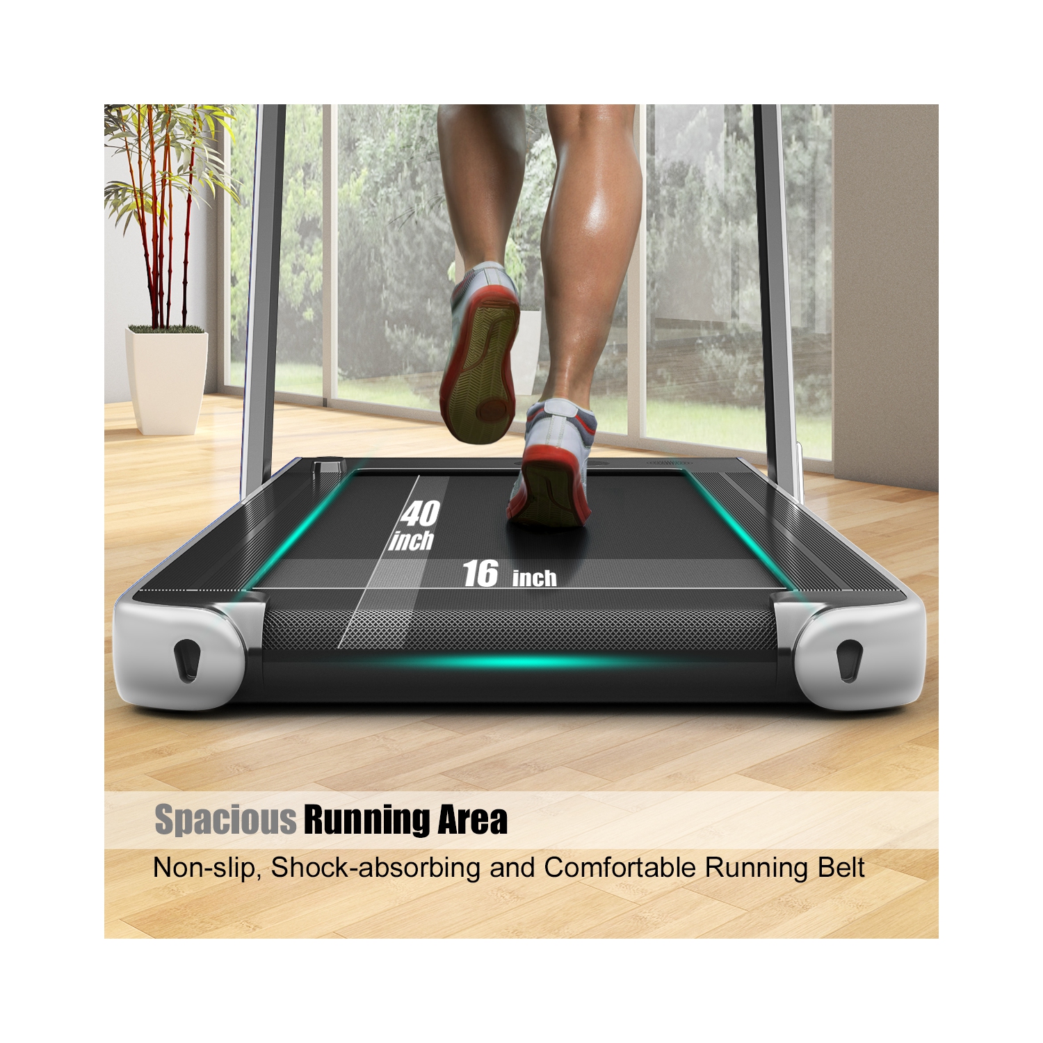 2 en 1 Tapis roulant pliant 2.25HP Machine de course avec double affichage Gymax