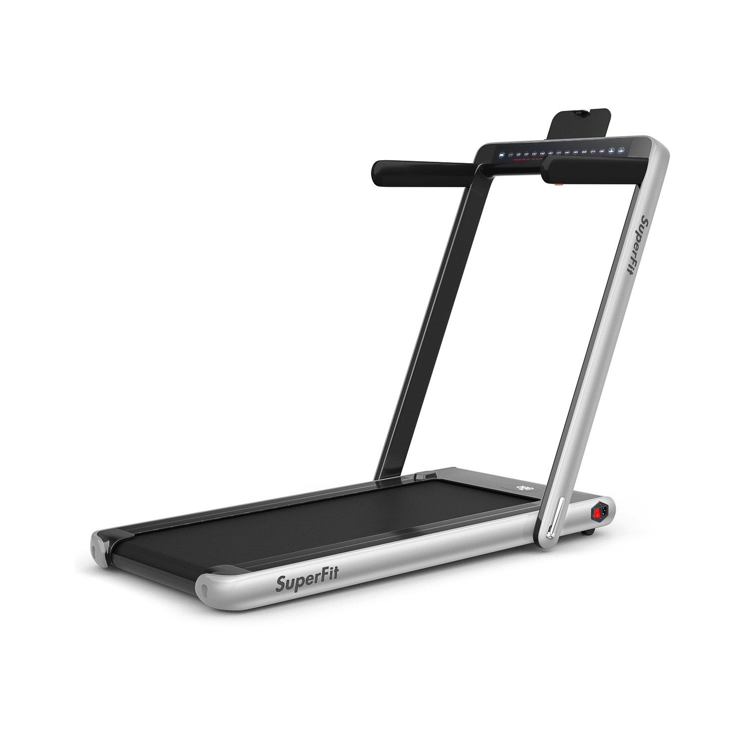 2 en 1 Tapis roulant pliant 2.25HP Machine de course avec double affichage Gymax