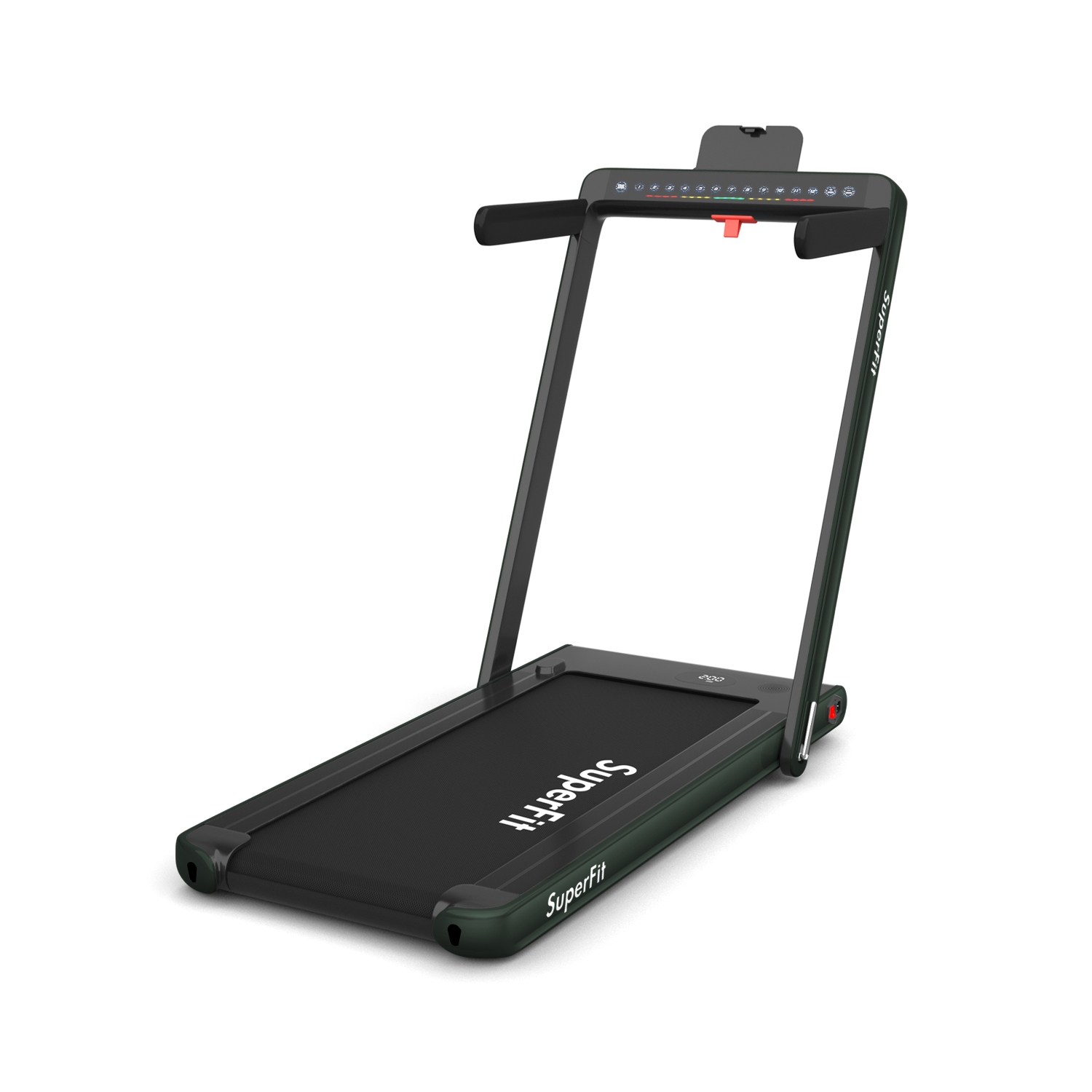 2 en 1 Tapis roulant pliant 2.25HP Machine de course avec double affichage Gymax