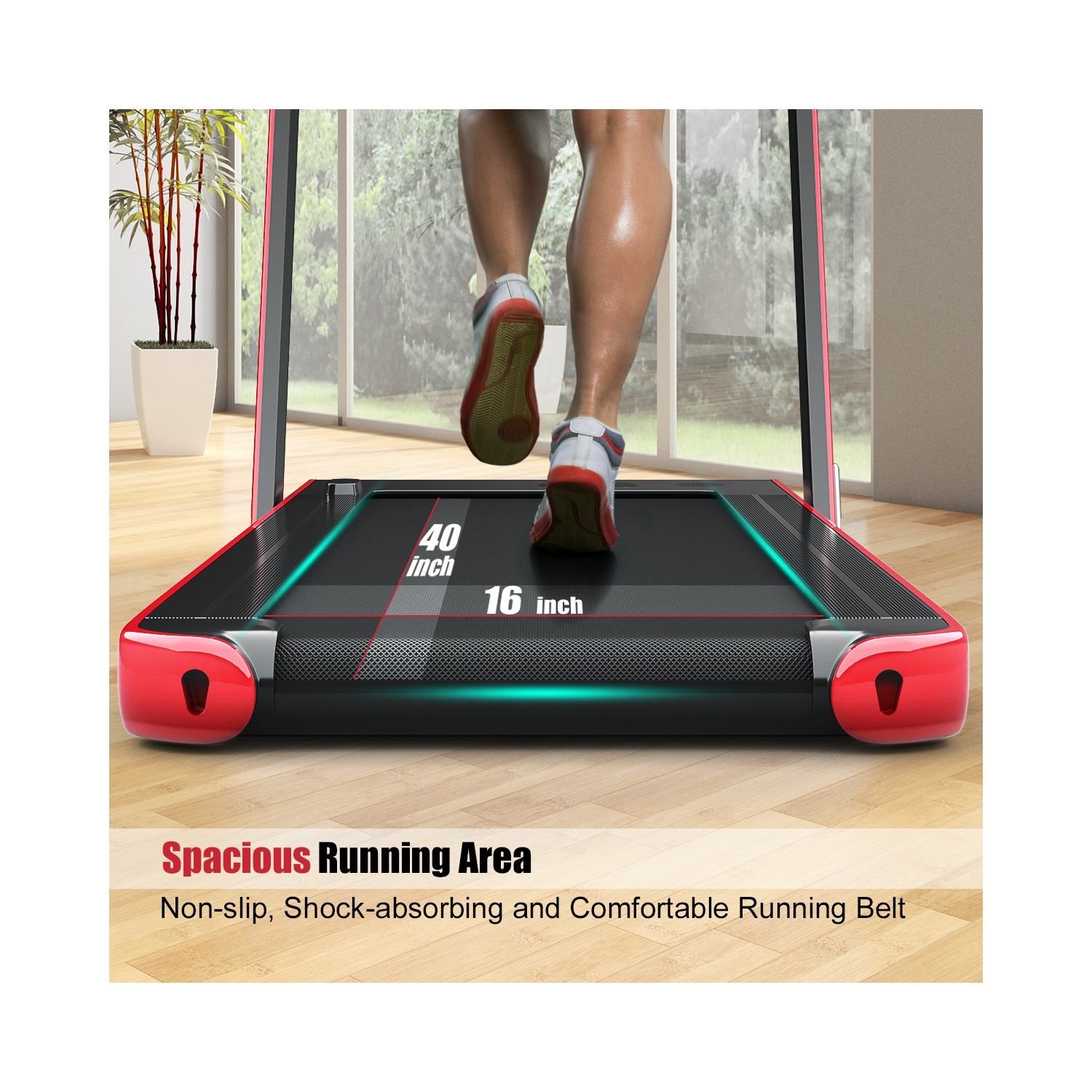 2 en 1 Tapis roulant pliant 2.25HP Machine de course avec double affichage Gymax