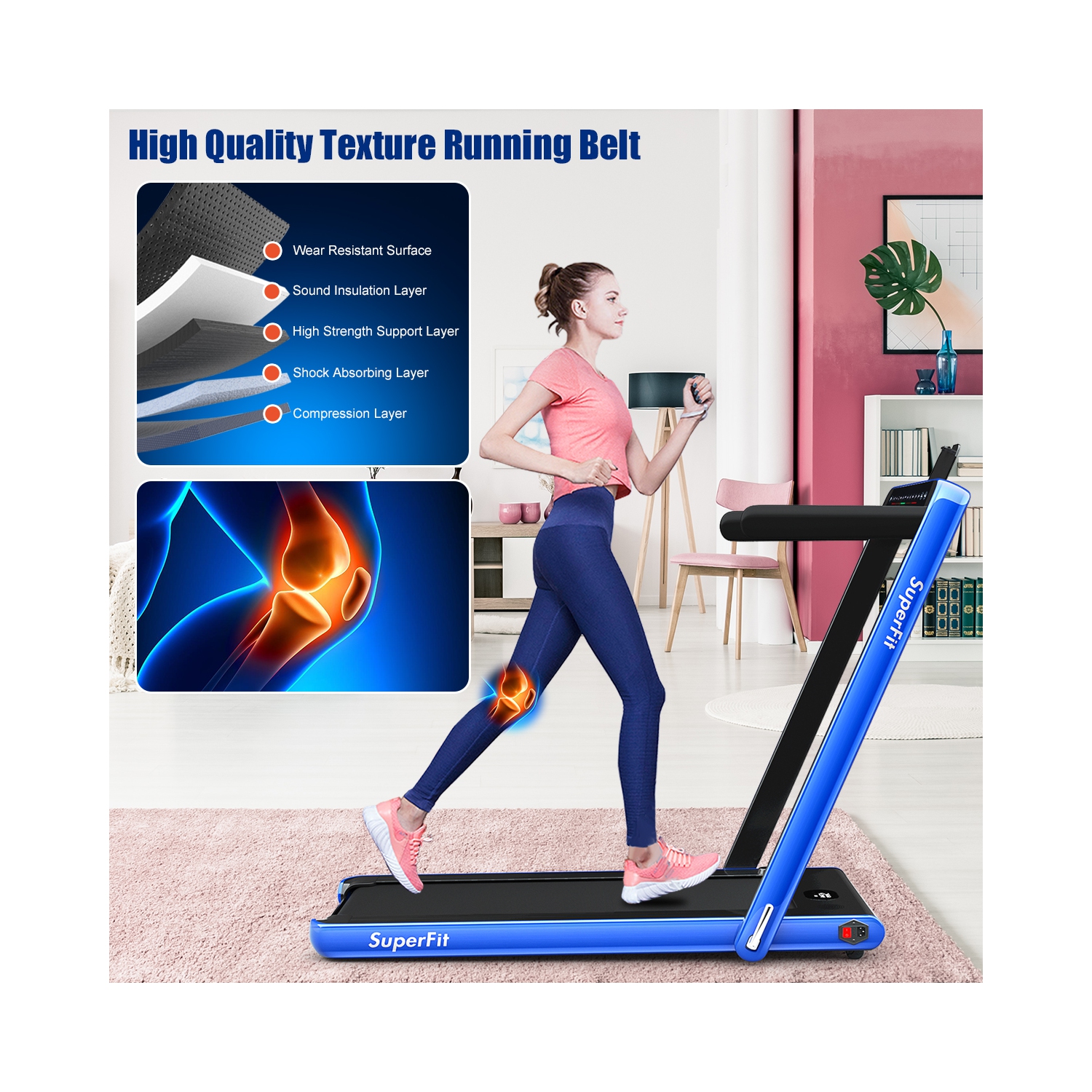 Gymax 2-in-1 2.25HP Folding Treadmill with Dual Display