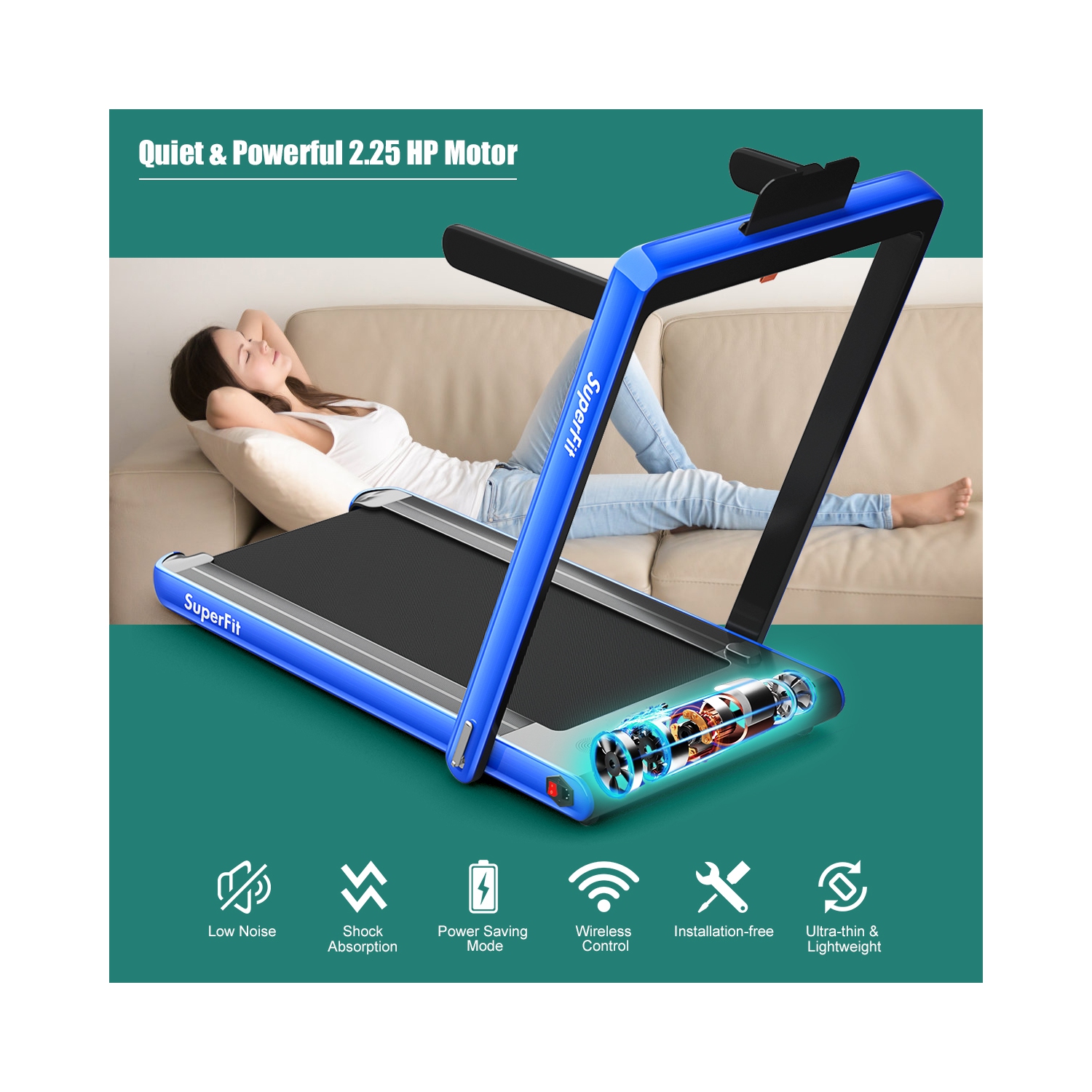 Gymax 2-in-1 2.25HP Folding Treadmill with Dual Display