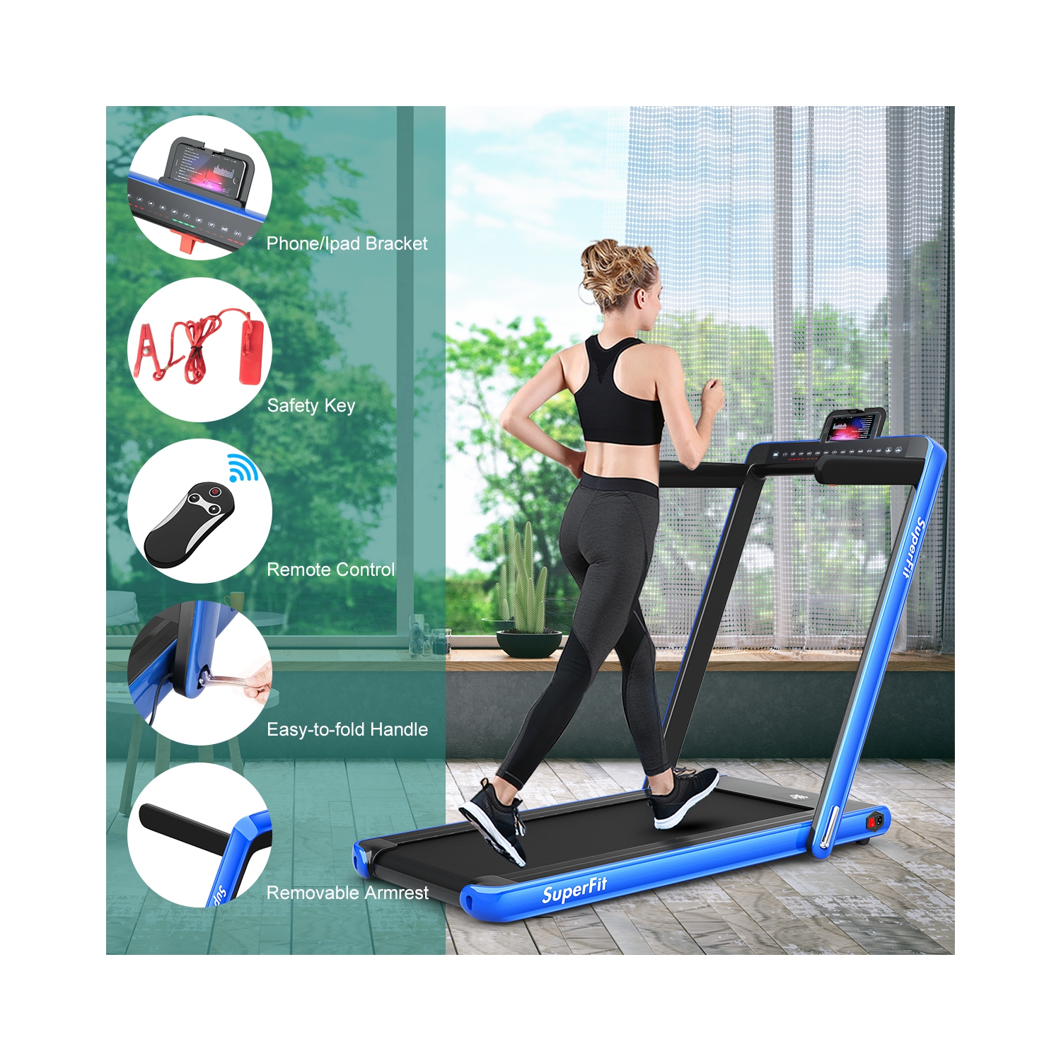 Gymax 2-in-1 2.25HP Folding Treadmill with Dual Display