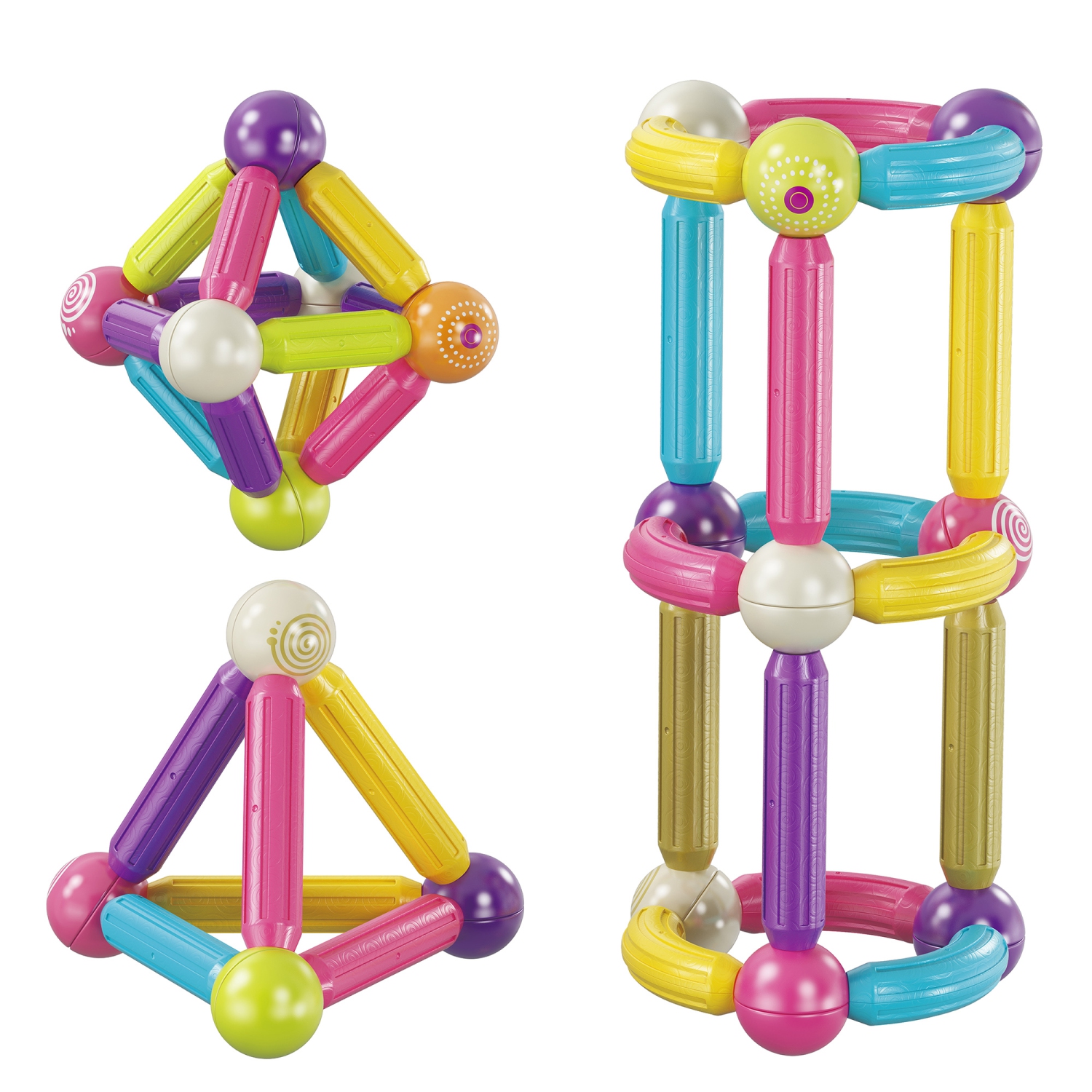 Contixo Magnet Stix, 3D Magnetic Building Sticks, Toddler Toys, STEM & Sensory Learning, Kids ages 3+, for Boys & Girls, Includes Storage Bag, 68 Pcs