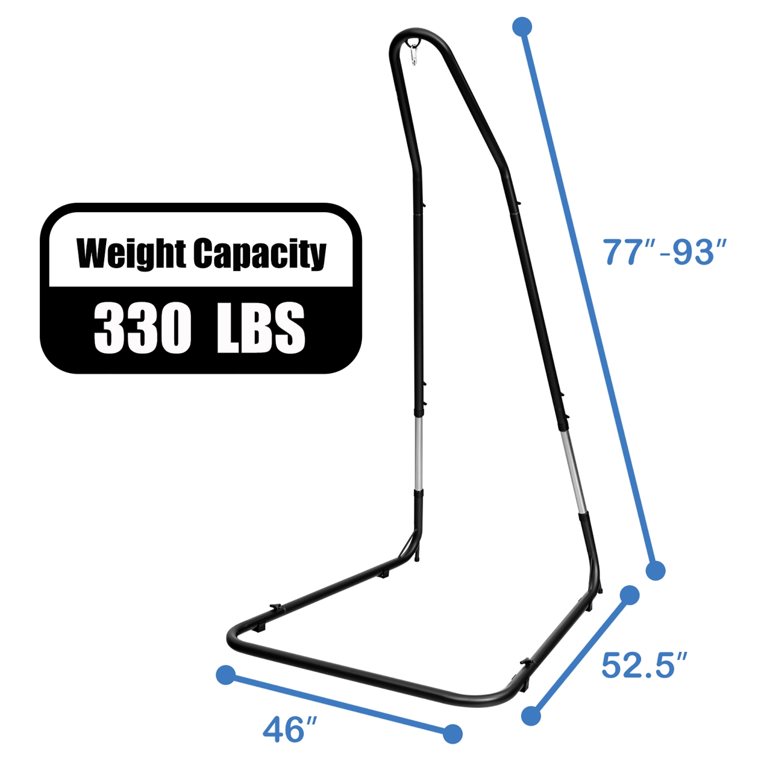 Costway Patio Adjustable 77" to 93" Hammock Chair Stand Hanging Chair Stand