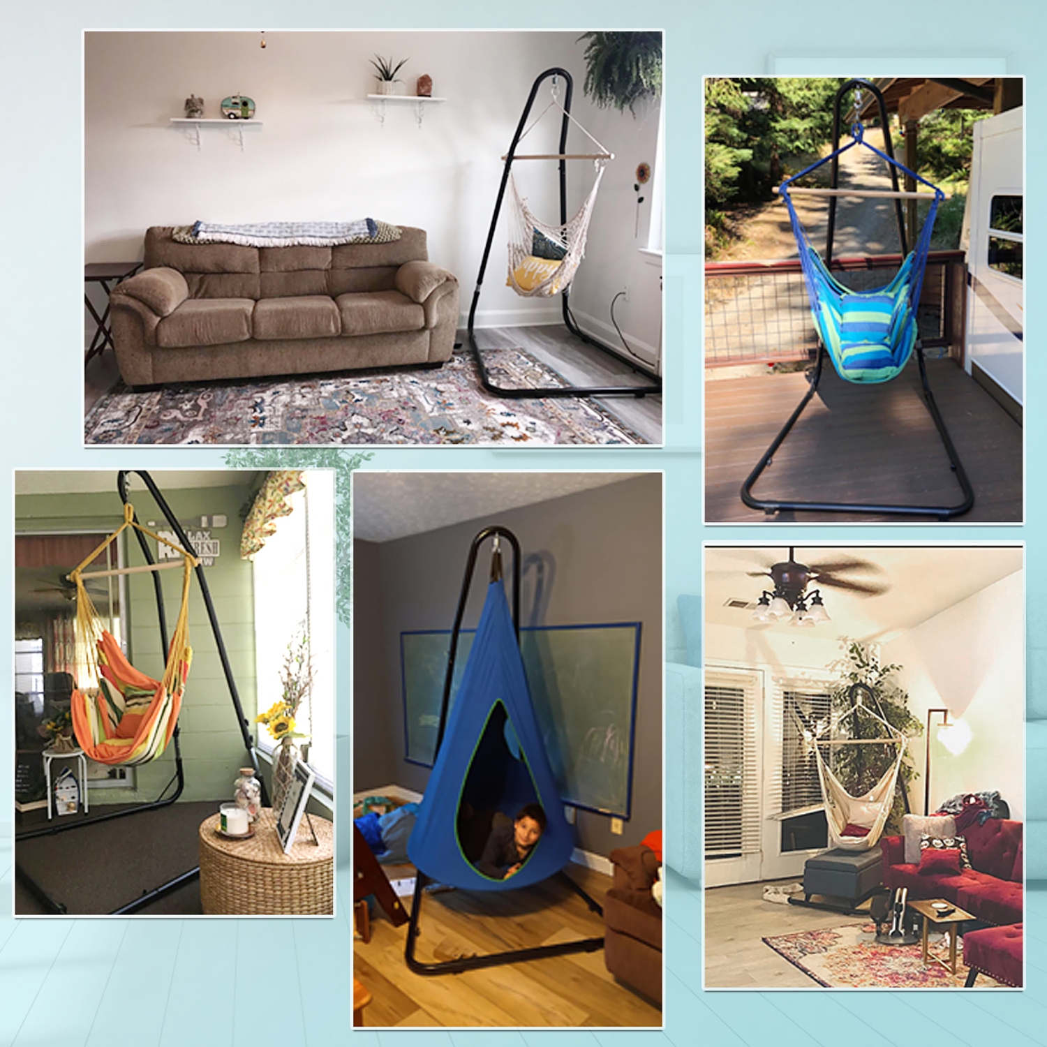 Costway Patio Adjustable 77" to 93" Hammock Chair Stand Hanging Chair Stand