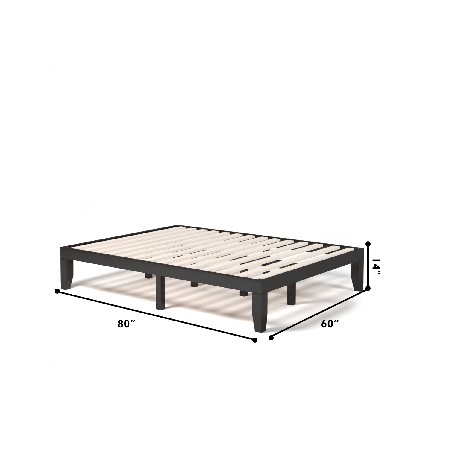 Costway Queen Size 14'' Wooden Bed Frame Mattress Platform Wood Slats Support