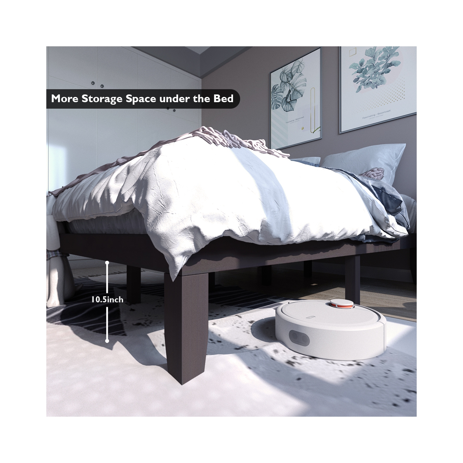 Costway Queen Size 14'' Wooden Bed Frame Mattress Platform Wood Slats Support