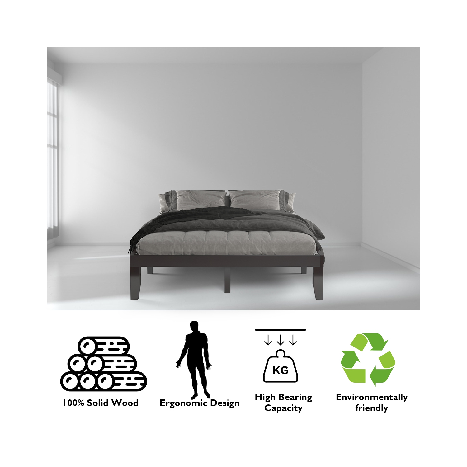 Costway Queen Size 14'' Wooden Bed Frame Mattress Platform Wood Slats Support