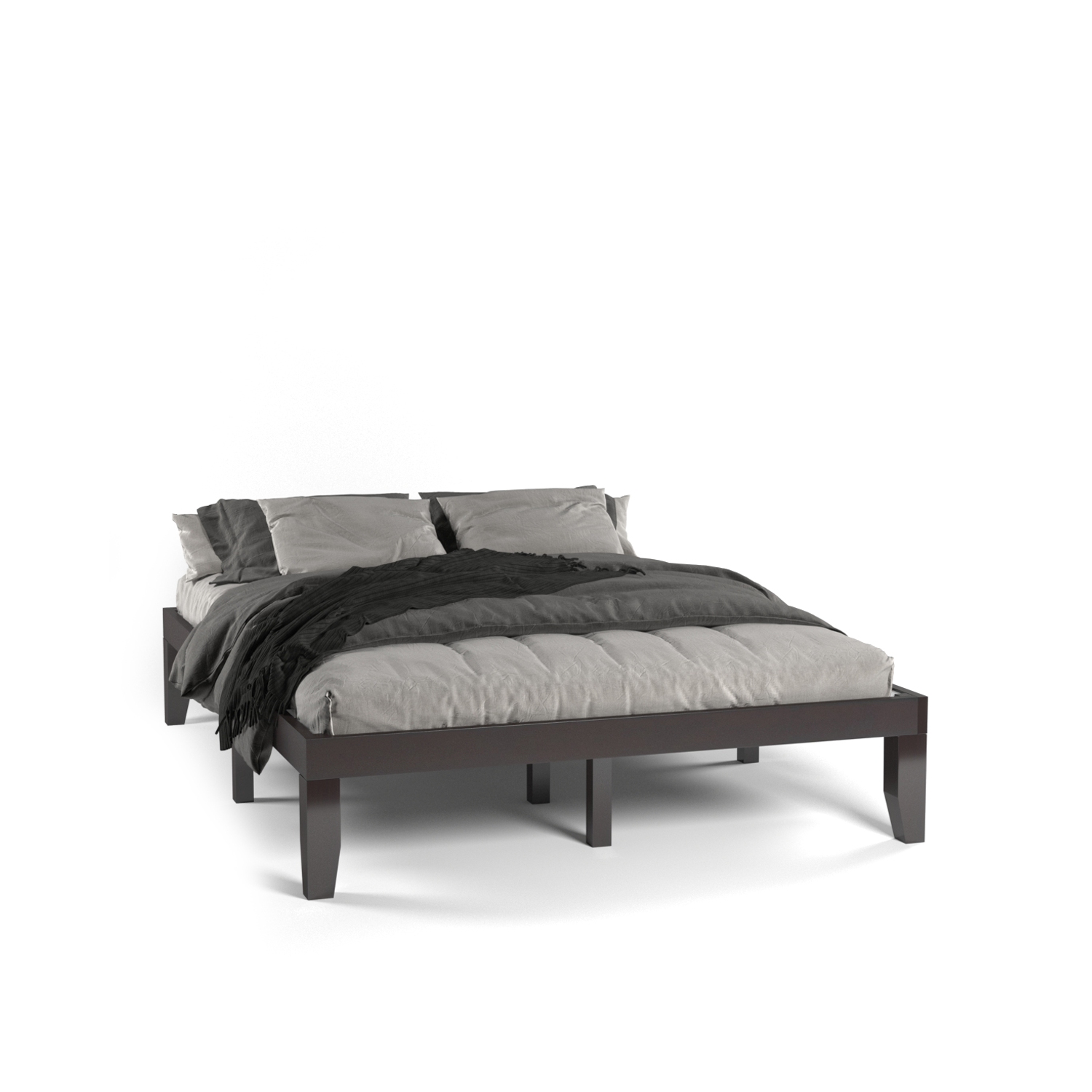 Costway Queen Size 14'' Wooden Bed Frame Mattress Platform Wood Slats Support