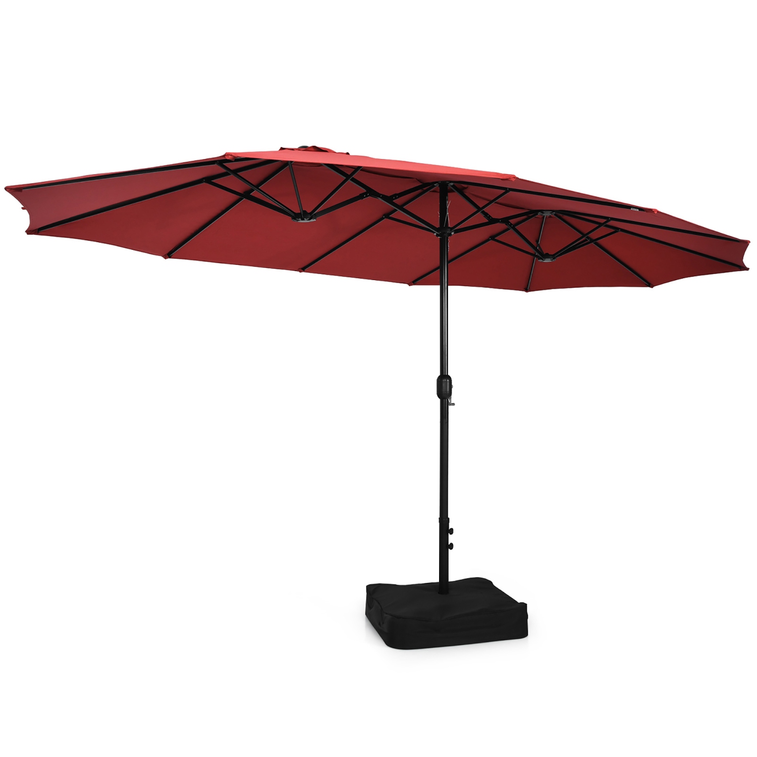Costway 15 Ft Patio Double Sided Umbrella Outdoor Market Umbrella Burgundy