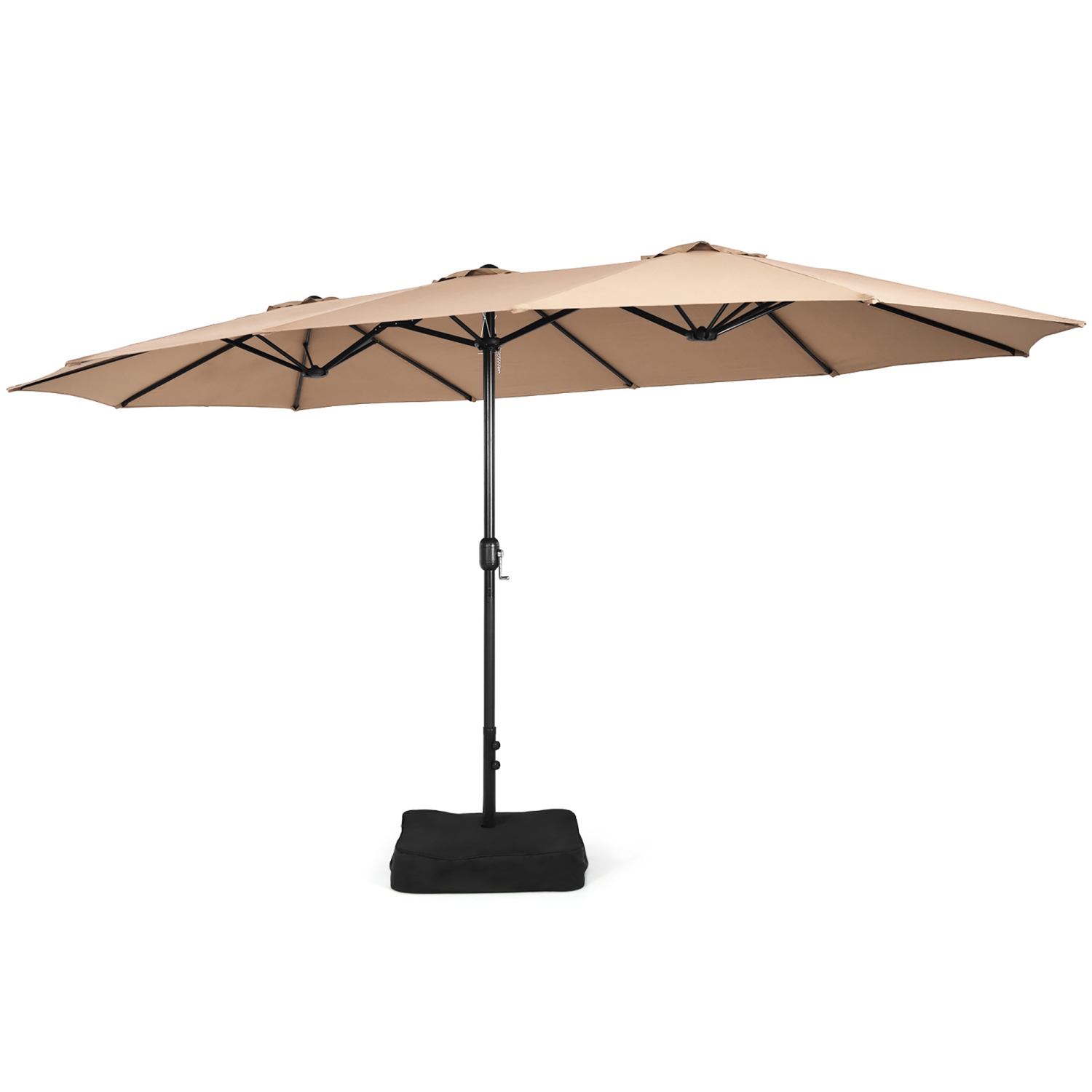 Costway 15 Ft Patio Double Sided Umbrella Outdoor Market Umbrella Tan