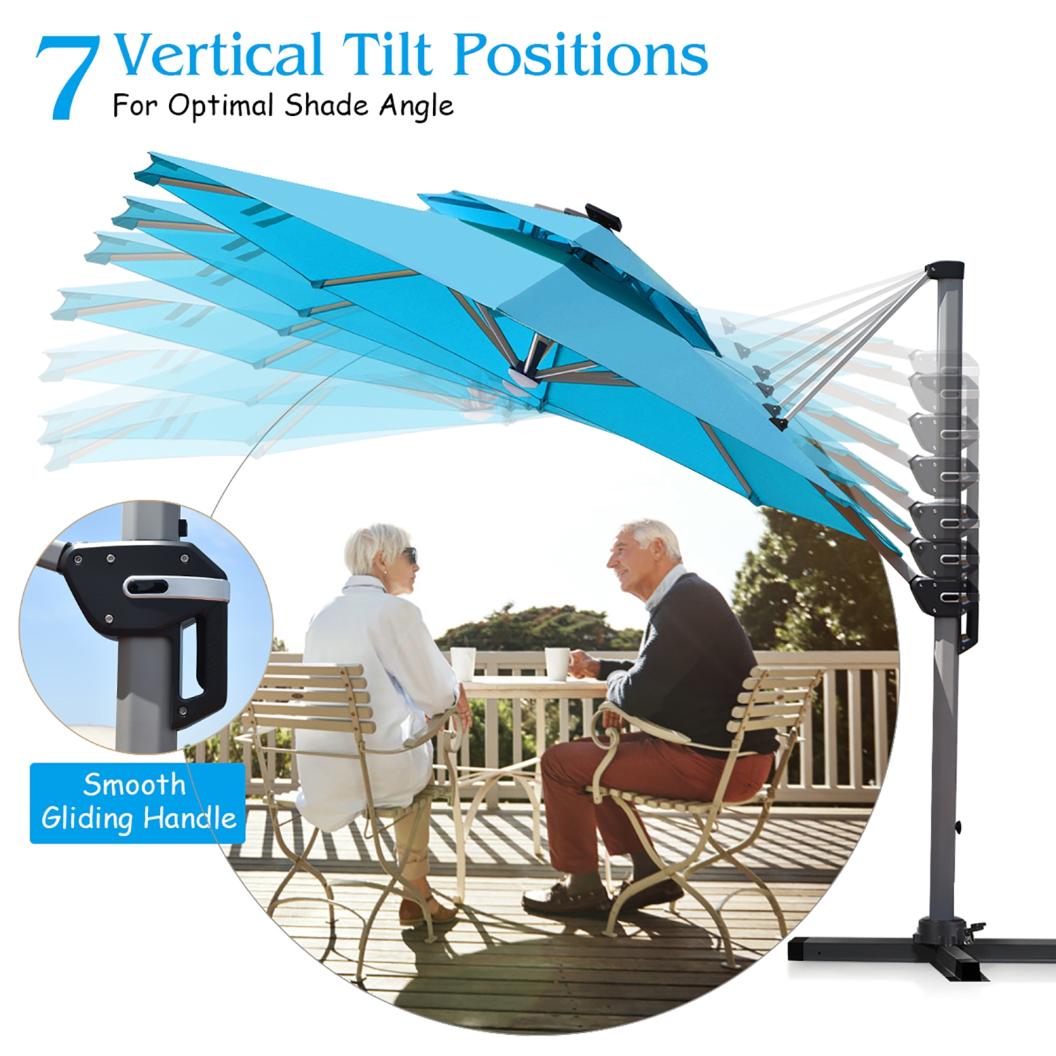 Costway 10ft Solar LED Patio Umbrella 360Degree Rotation W/USB
